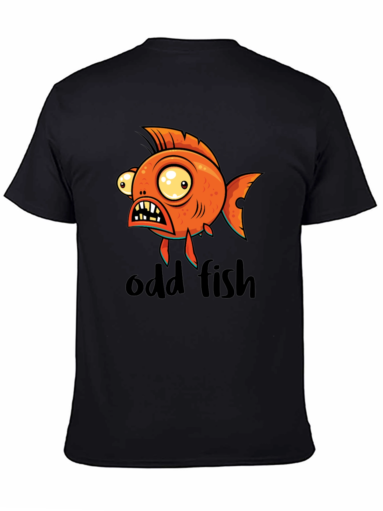 Black Odd Fish Graphic Tee - Quirky Humor T-Shirt view 4