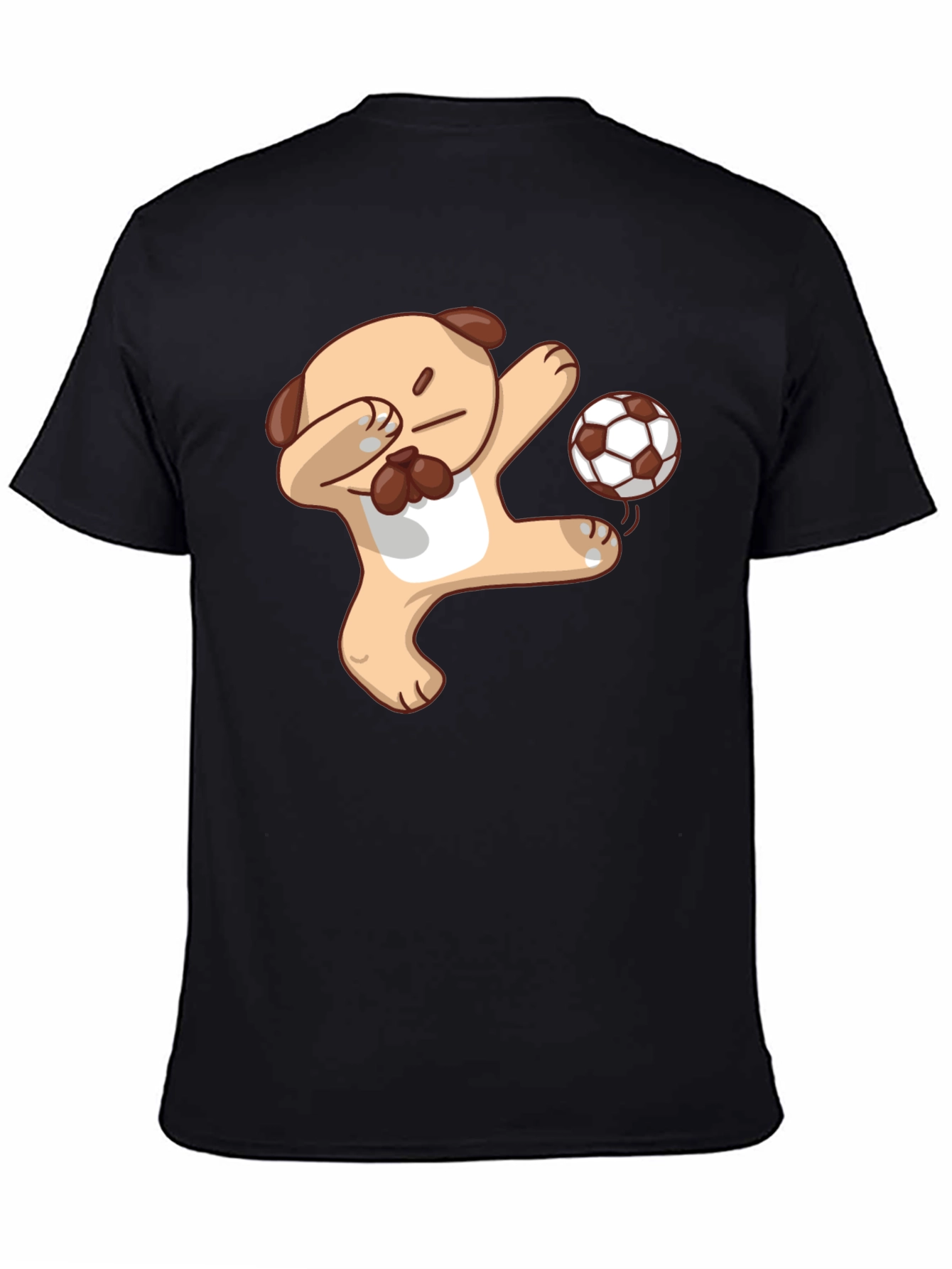 Black Funny Pug Soccer Dab T-Shirt view 4