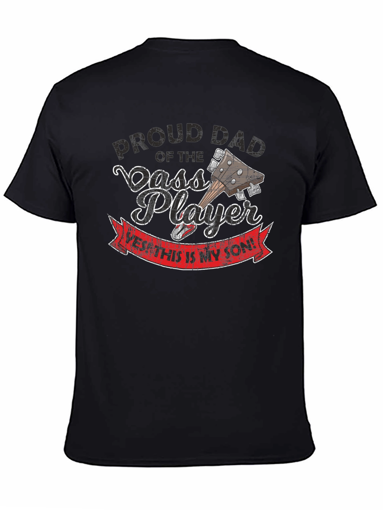 Black Proud Dad of Bass Player T-Shirt view 4
