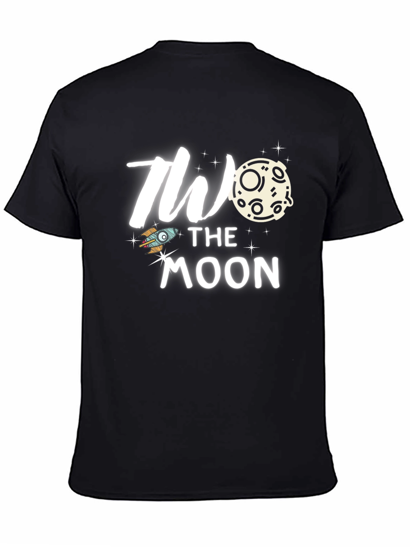 Black To the Moon Graphic Tee, Trendy Black T-Shirt view 4