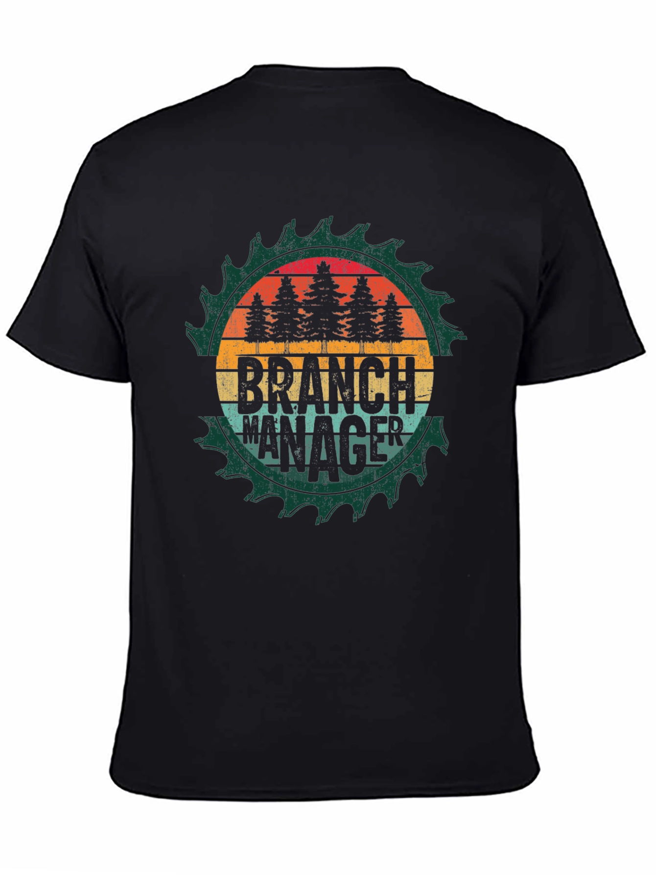 Black Branch Manager Sawblade Graphic Tee - Funny Tree Lover Shirt view 4