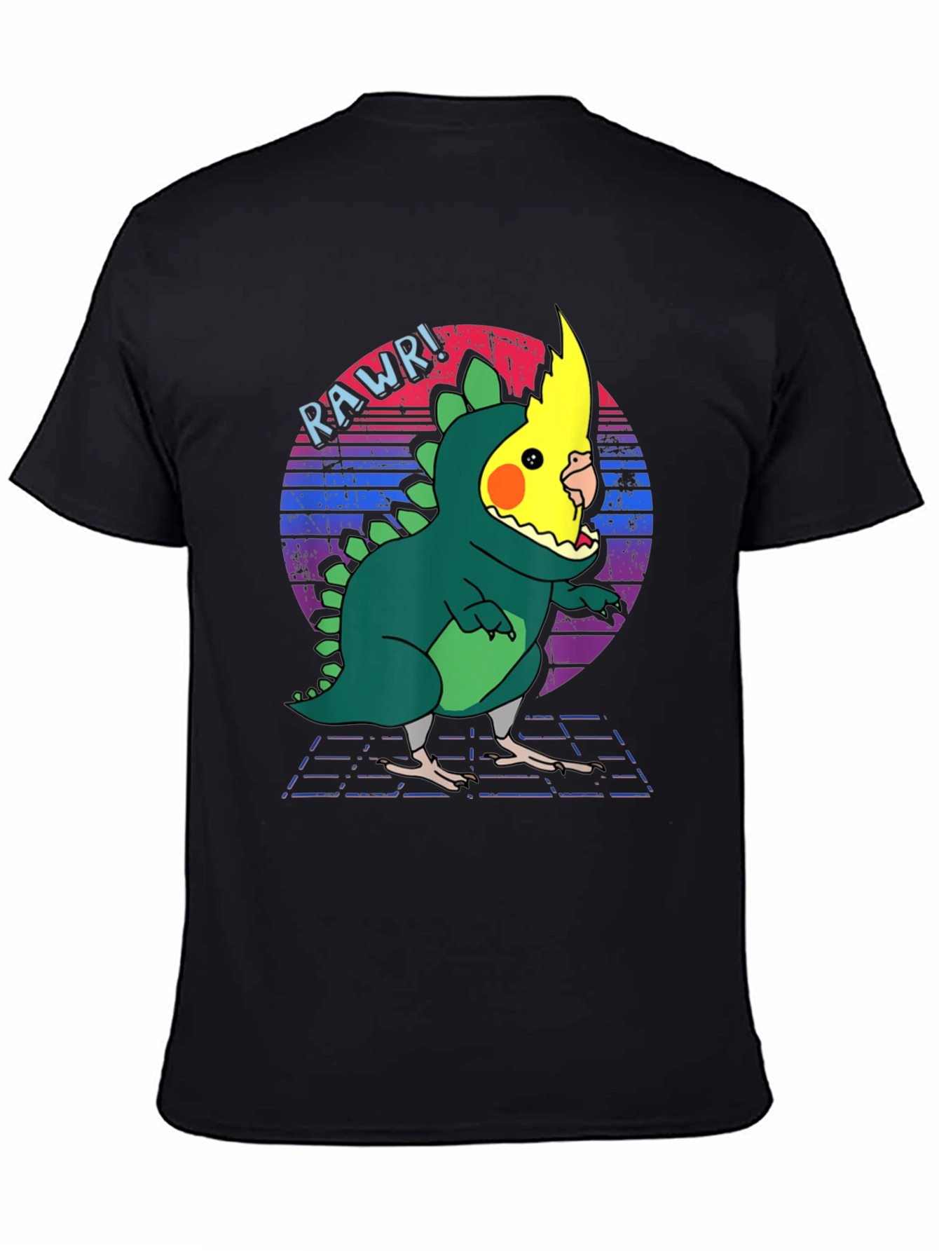 Black Funny Cockatiel Dinosaur T-Shirt view 4