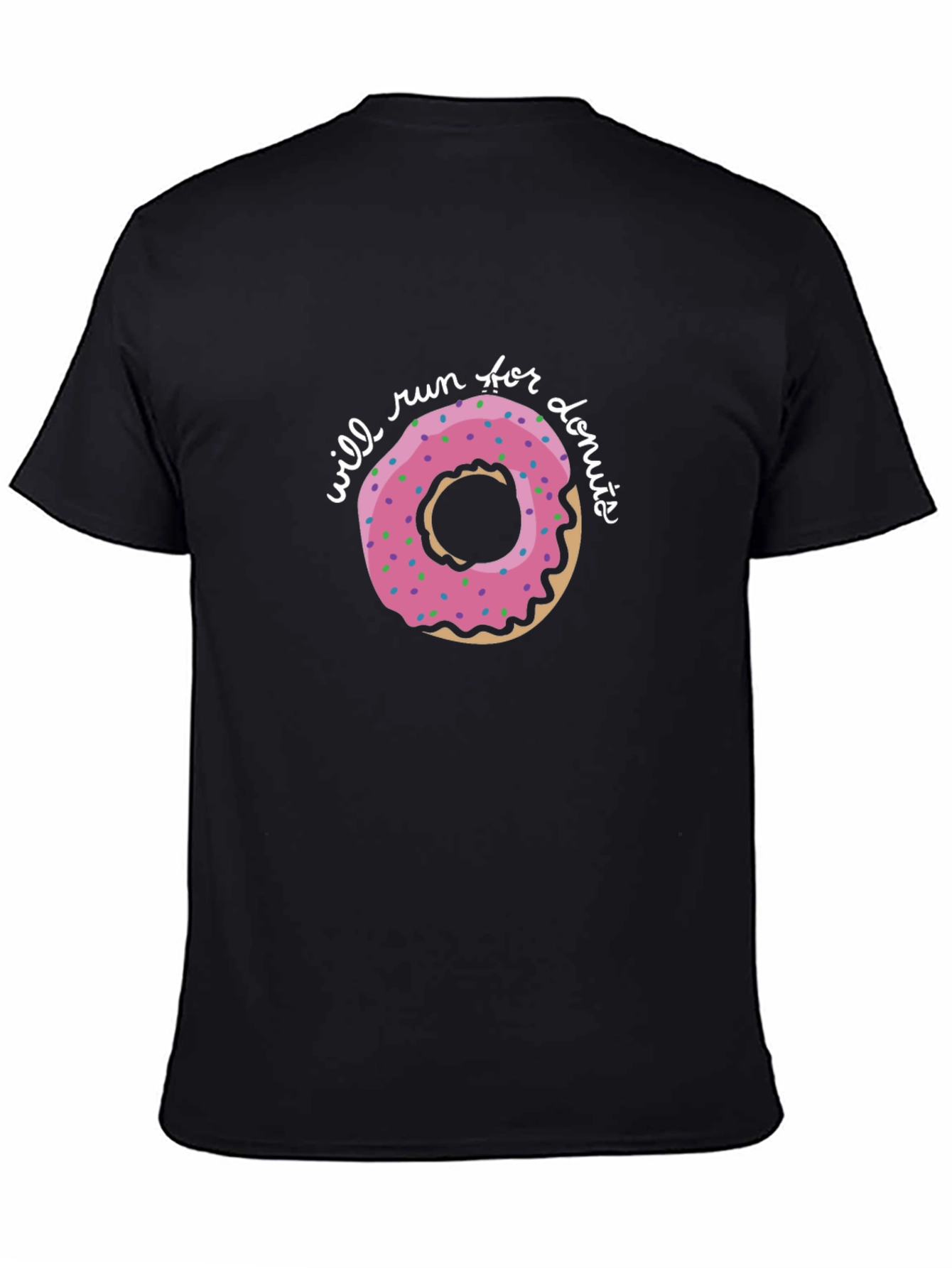 Black Will Run For Donuts T-Shirt - Casual Cotton Tee view 4