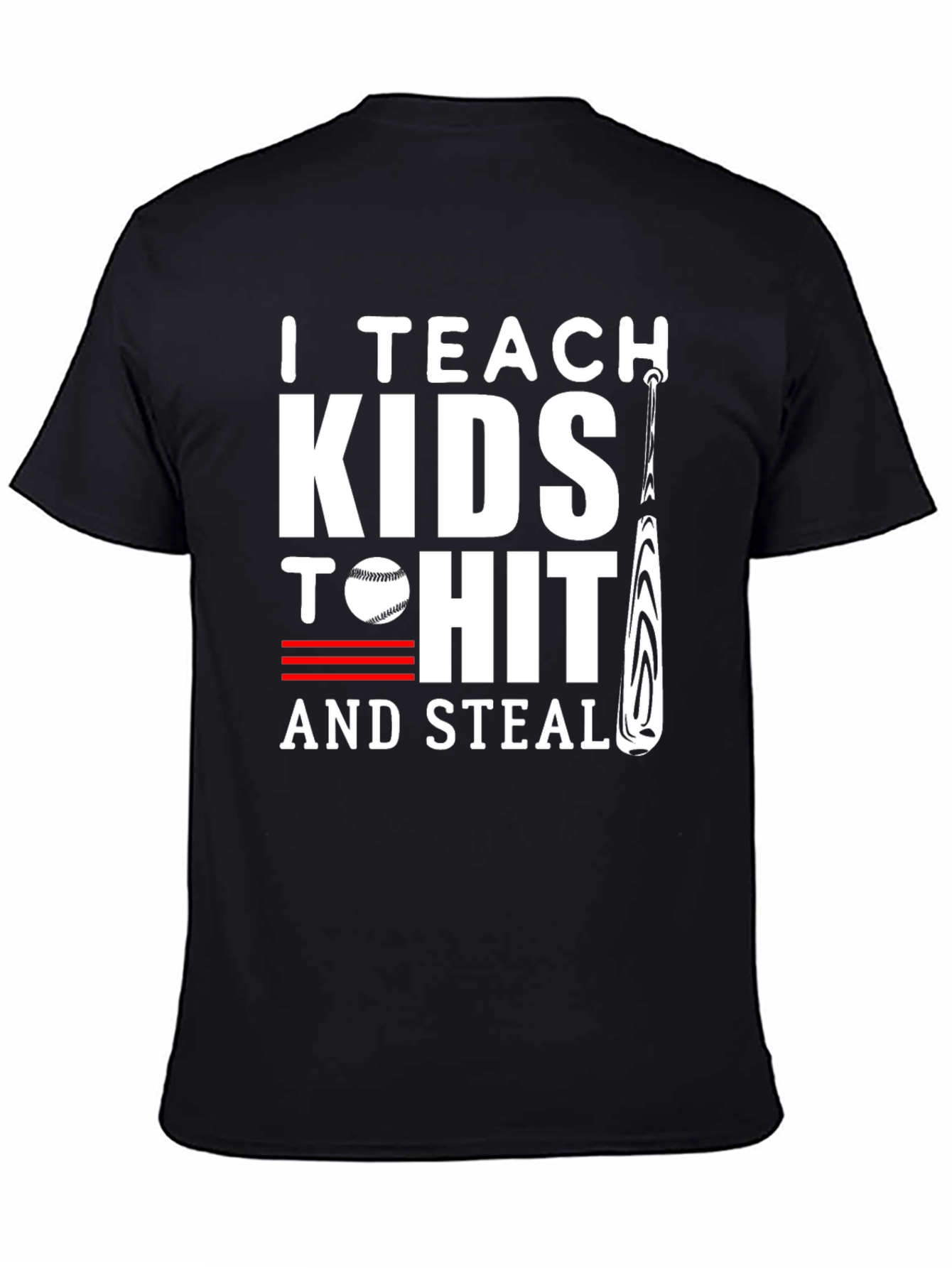 Black I Teach Kids to Hit and Steal Baseball T-Shirt view 4