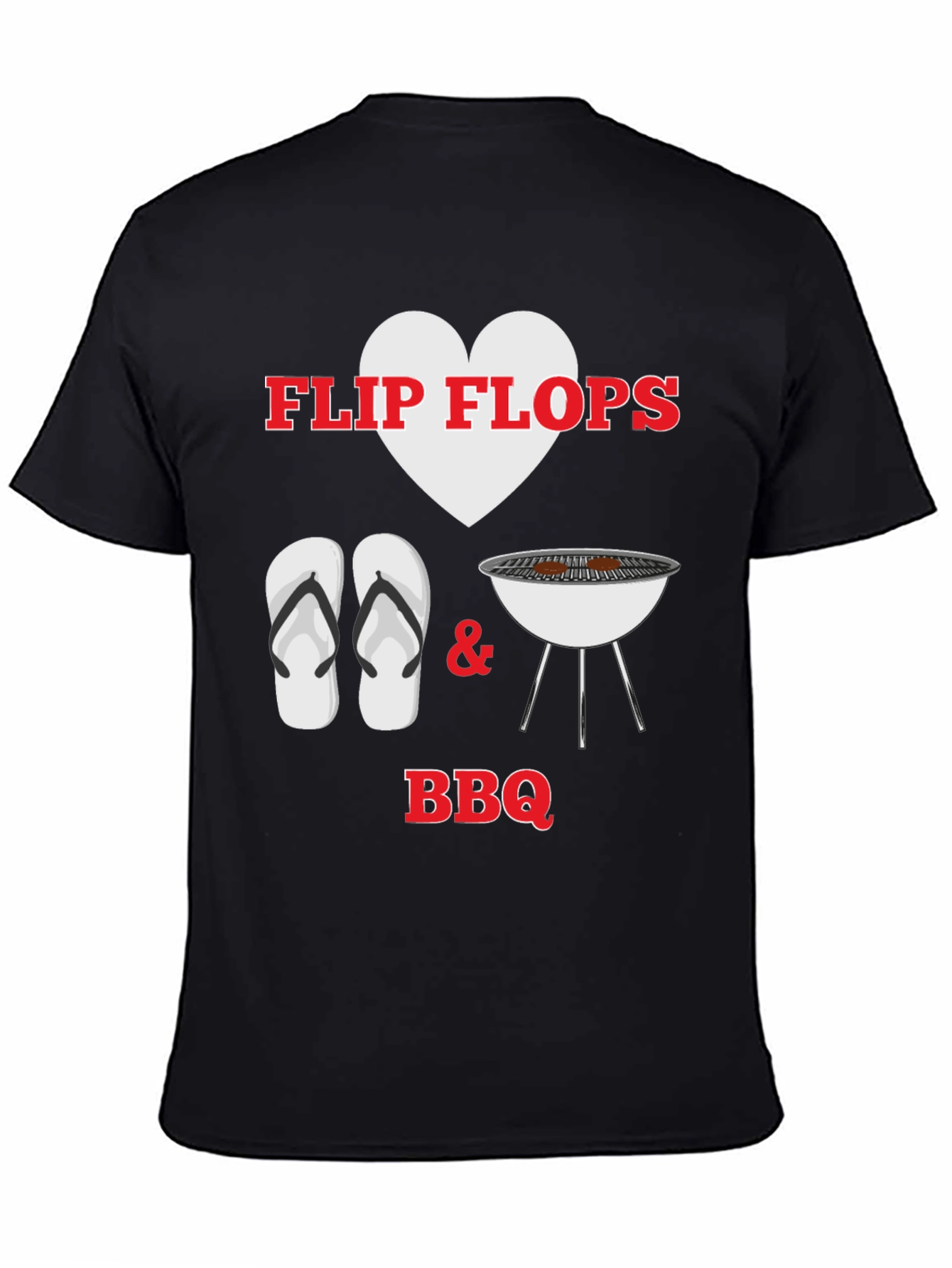Black Flip Flops Heart BBQ T-Shirt view 4