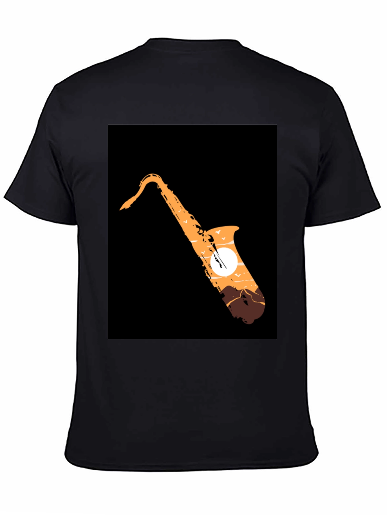 Black Saxophone Sunset Graphic Tee - Cool Musician T-Shirt view 4