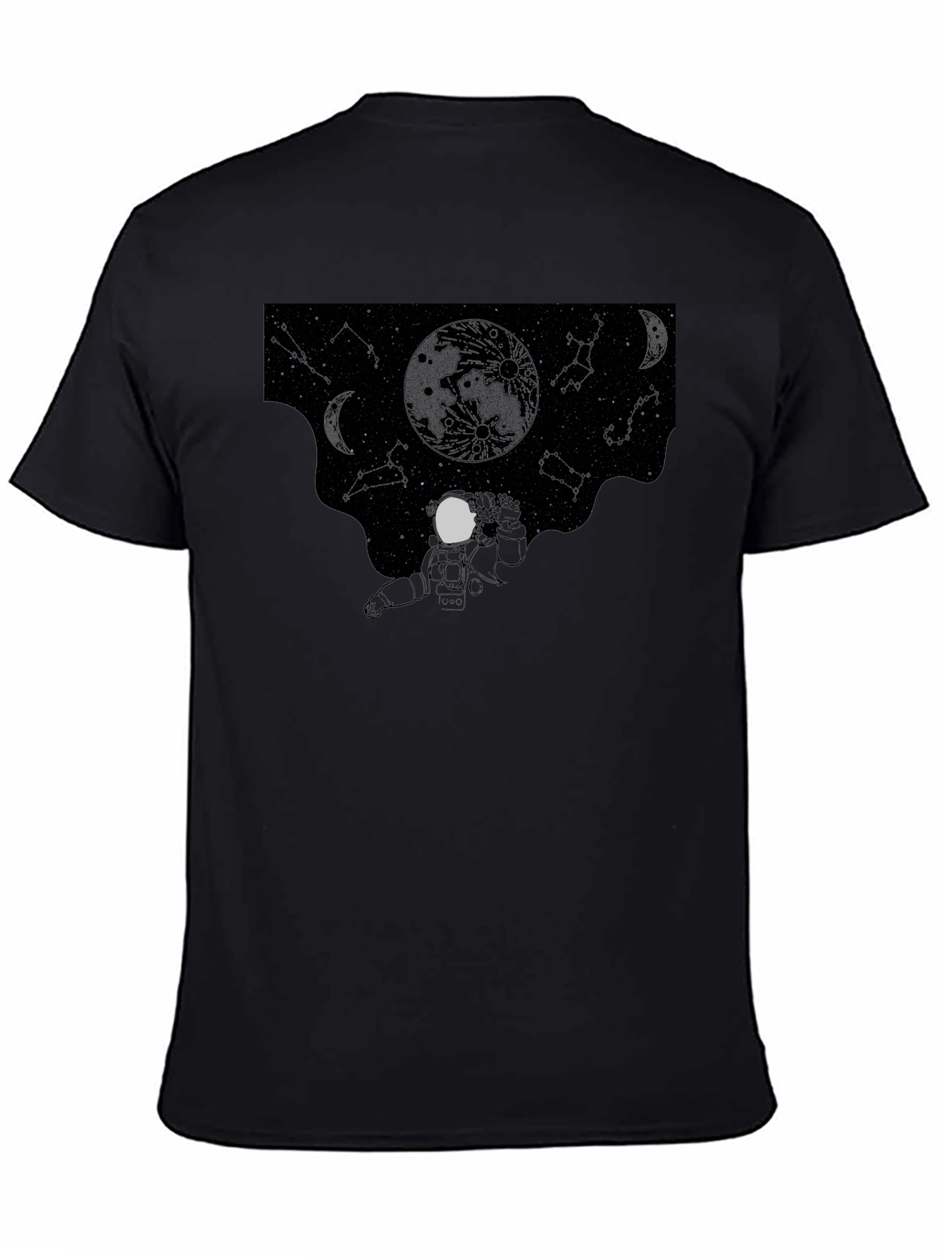 Black Astronaut Moonscape Black T-Shirt view 4
