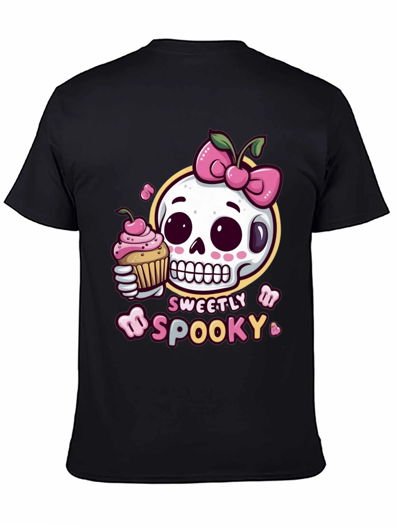 Black Sweetly Spooky Skull T-Shirt view 4