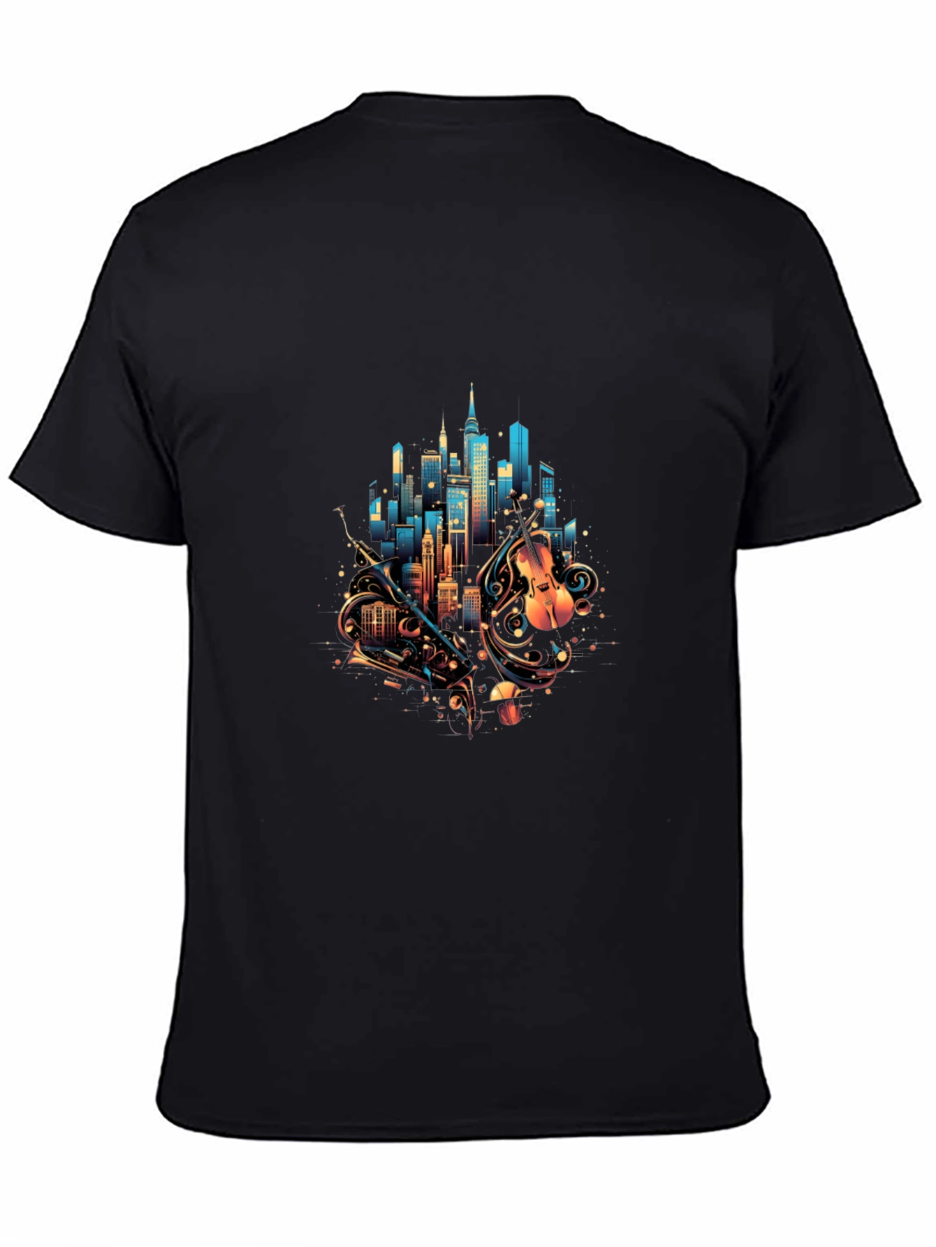 Black City Music Graphic Tee - Black Cotton Blend view 4