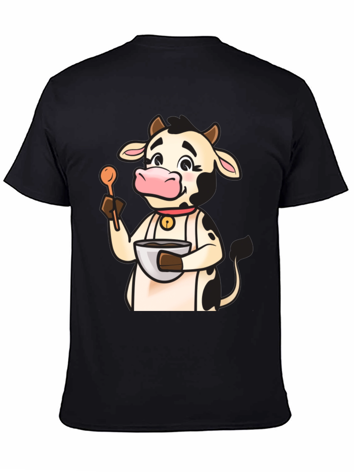 Black Cow Chef T-Shirt - Cute Cartoon Cooking Tee view 4