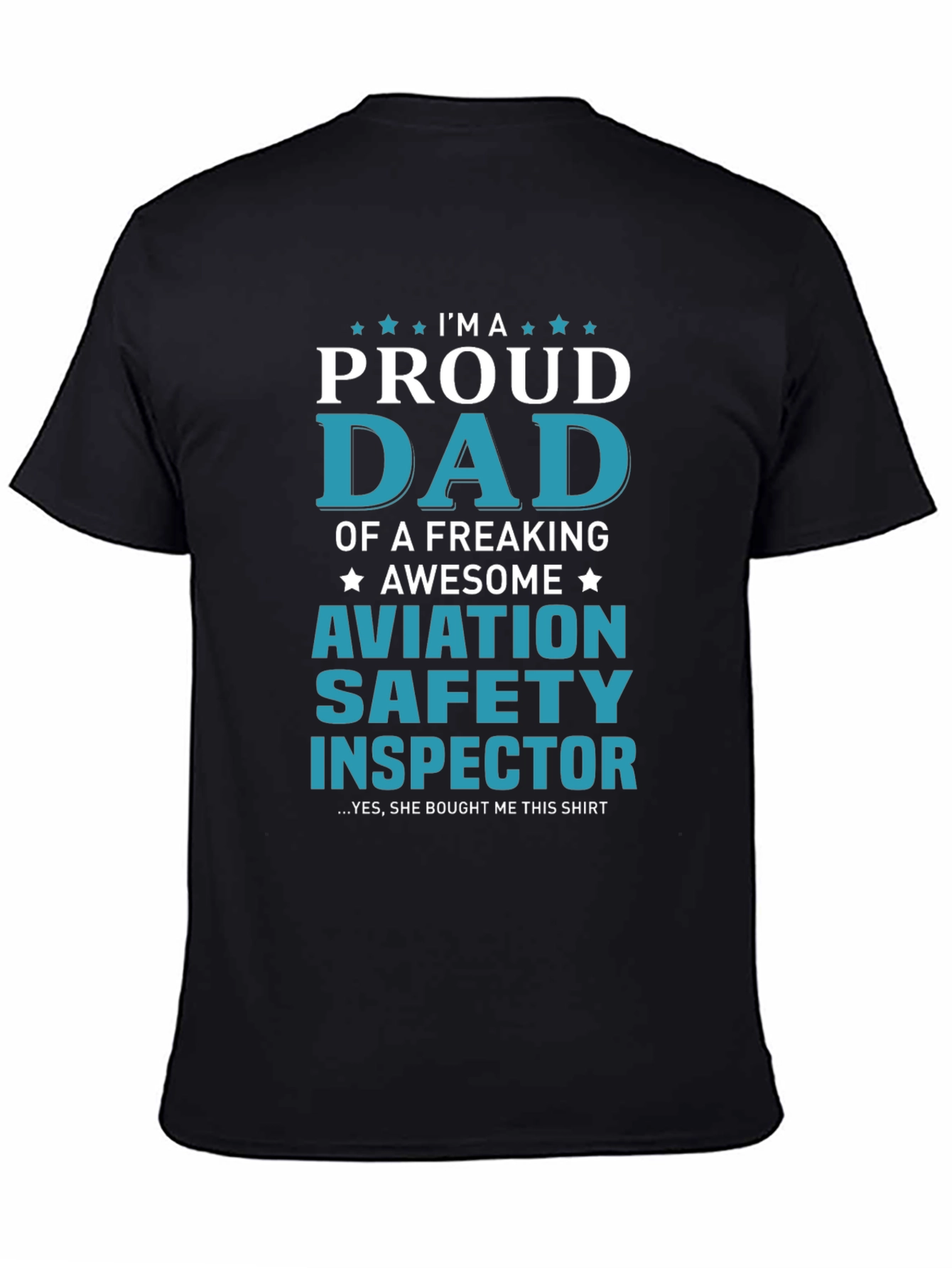 Black Proud Aviation Safety Inspector Dad Graphic T-Shirt view 4