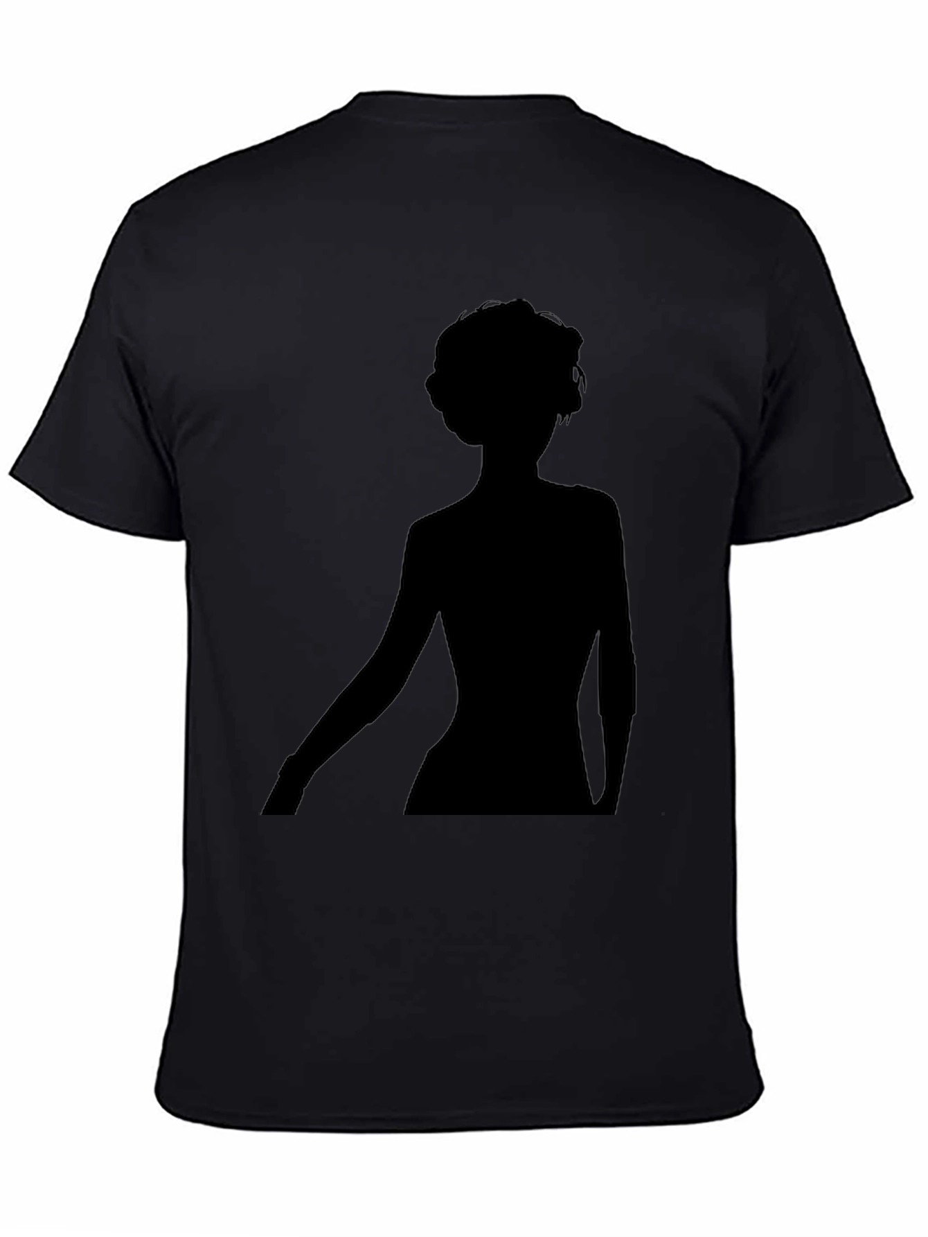 Black Silhouette Woman Black T-Shirt - Modern Casual Tee view 4