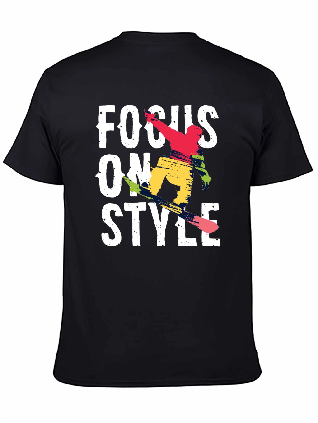 Black Focus on Style Graphic Tee | Trendy Black Cotton Shirt view 4