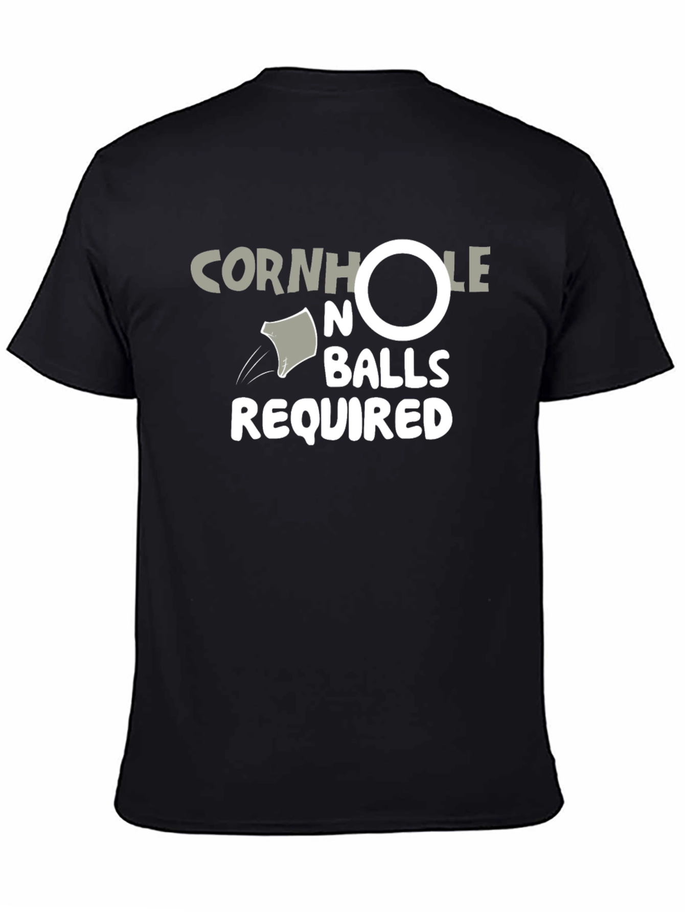 Black Cornhole No Balls Required Black T-Shirt view 4