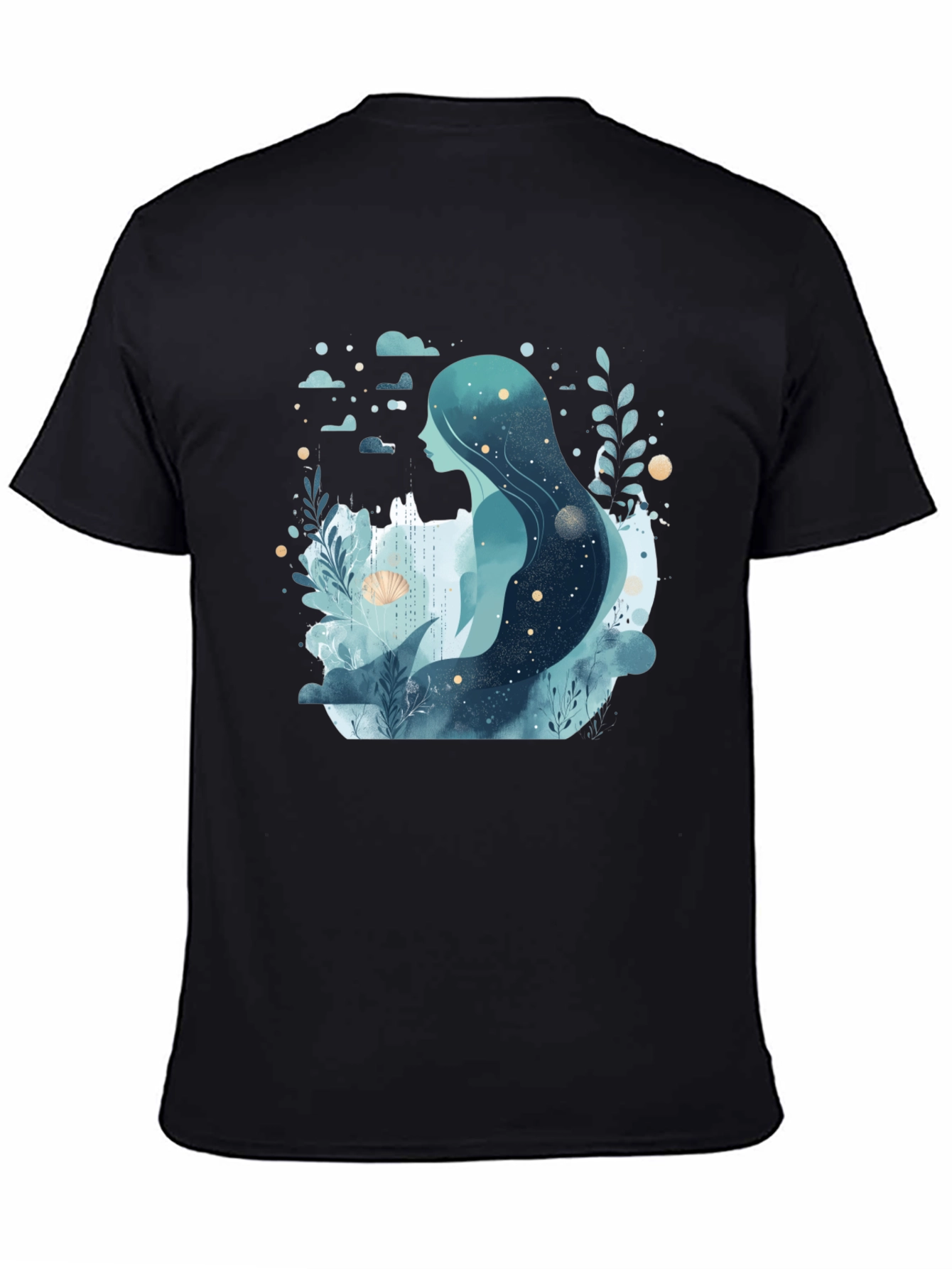 Black Celestial Mermaid Graphic Tee - Black view 4