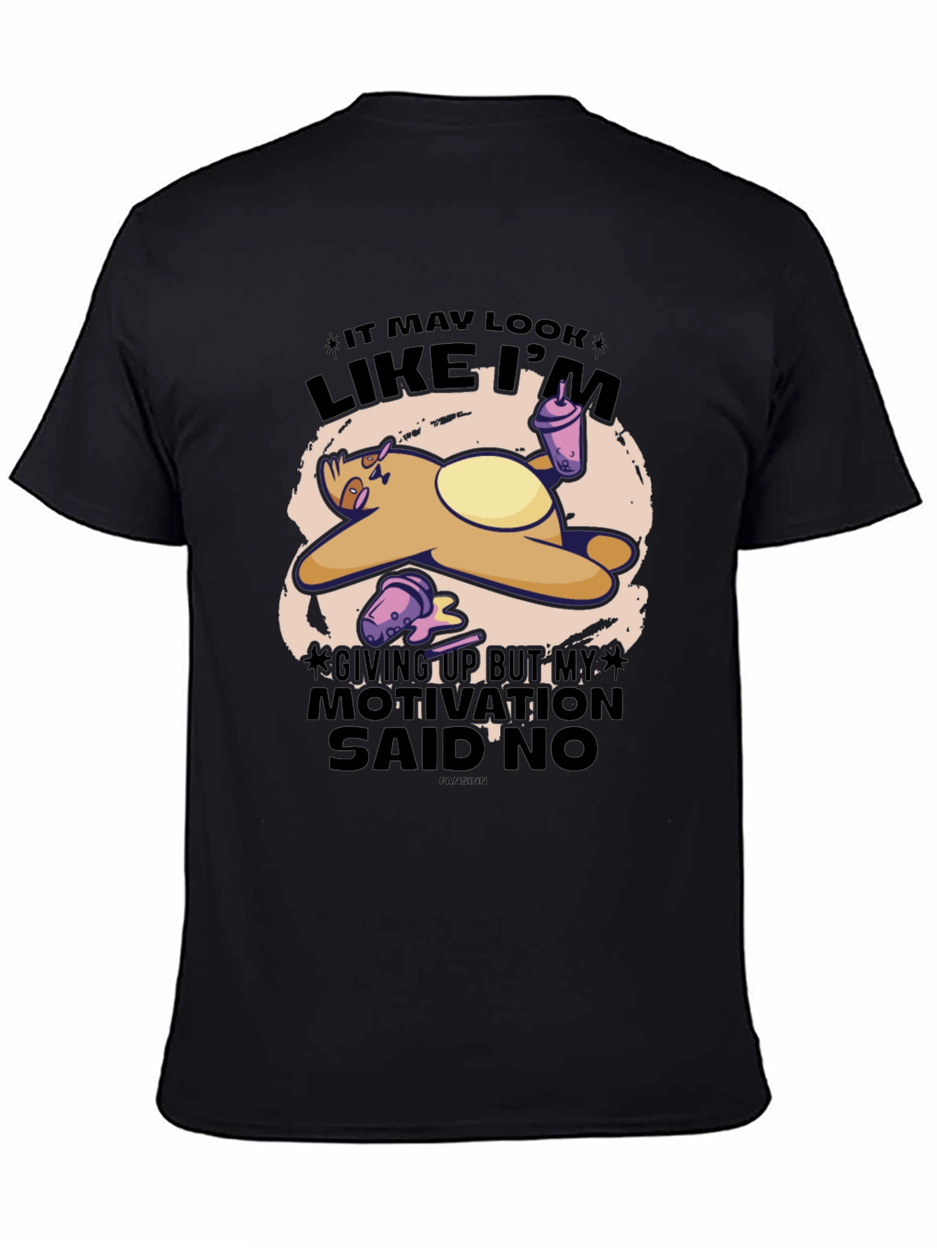 Black Funny Sloth Motivation T-Shirt view 4