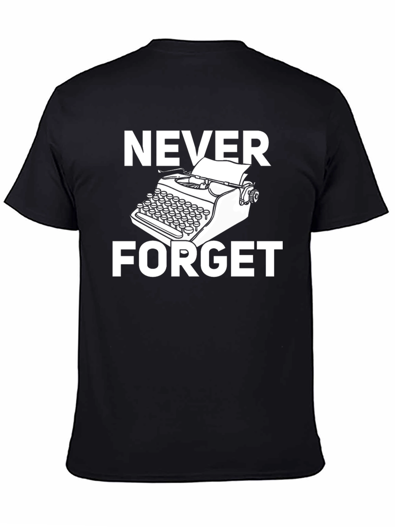 Black Never Forget Typewriter Graphic Tee - Retro Novelty Shirt view 4