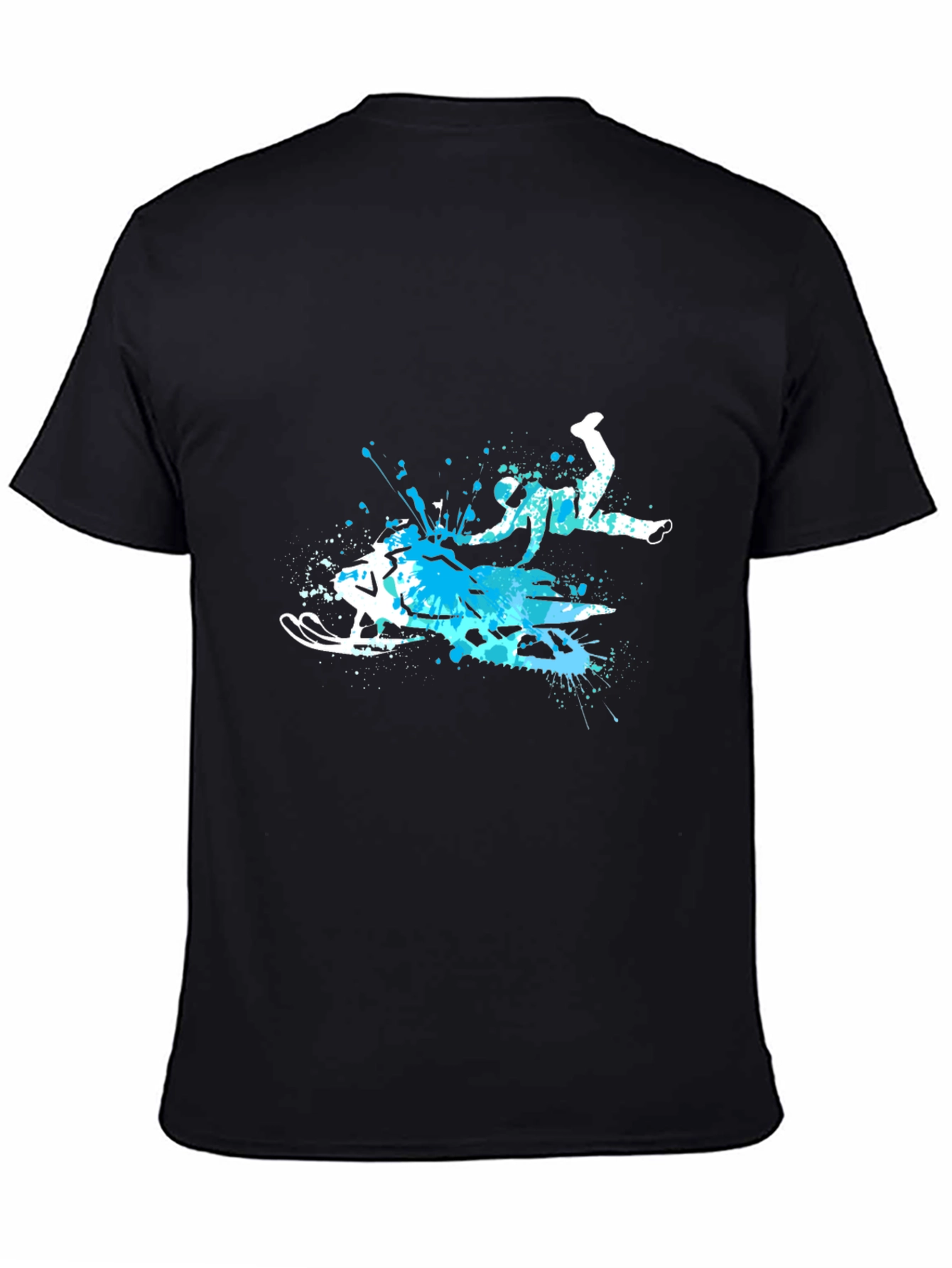 Black Snowmobile Splash Art Graphic Tee - Cool Sport T-Shirt view 4