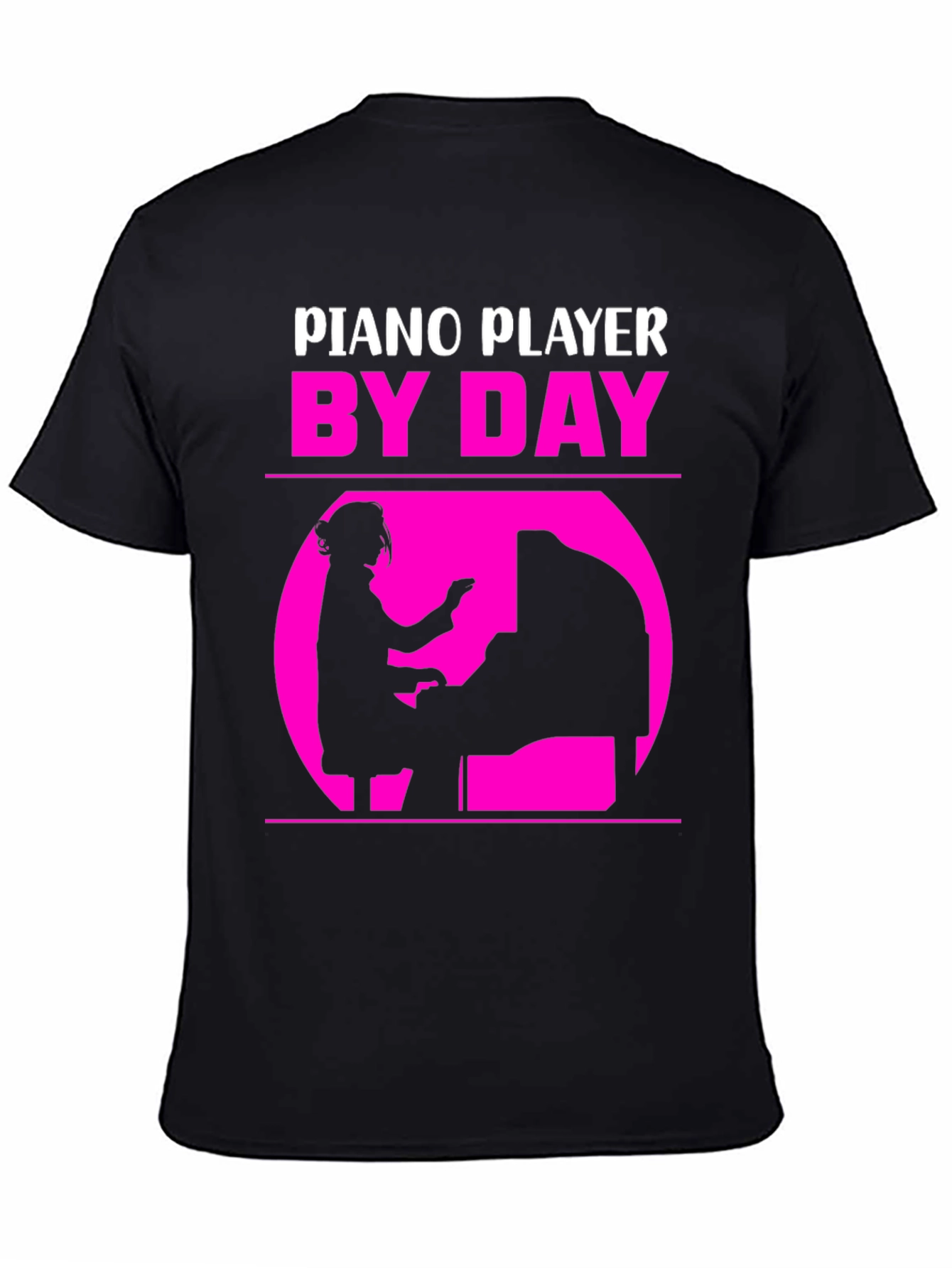 Black Piano Player By Day T-Shirt - Musician Gift view 4