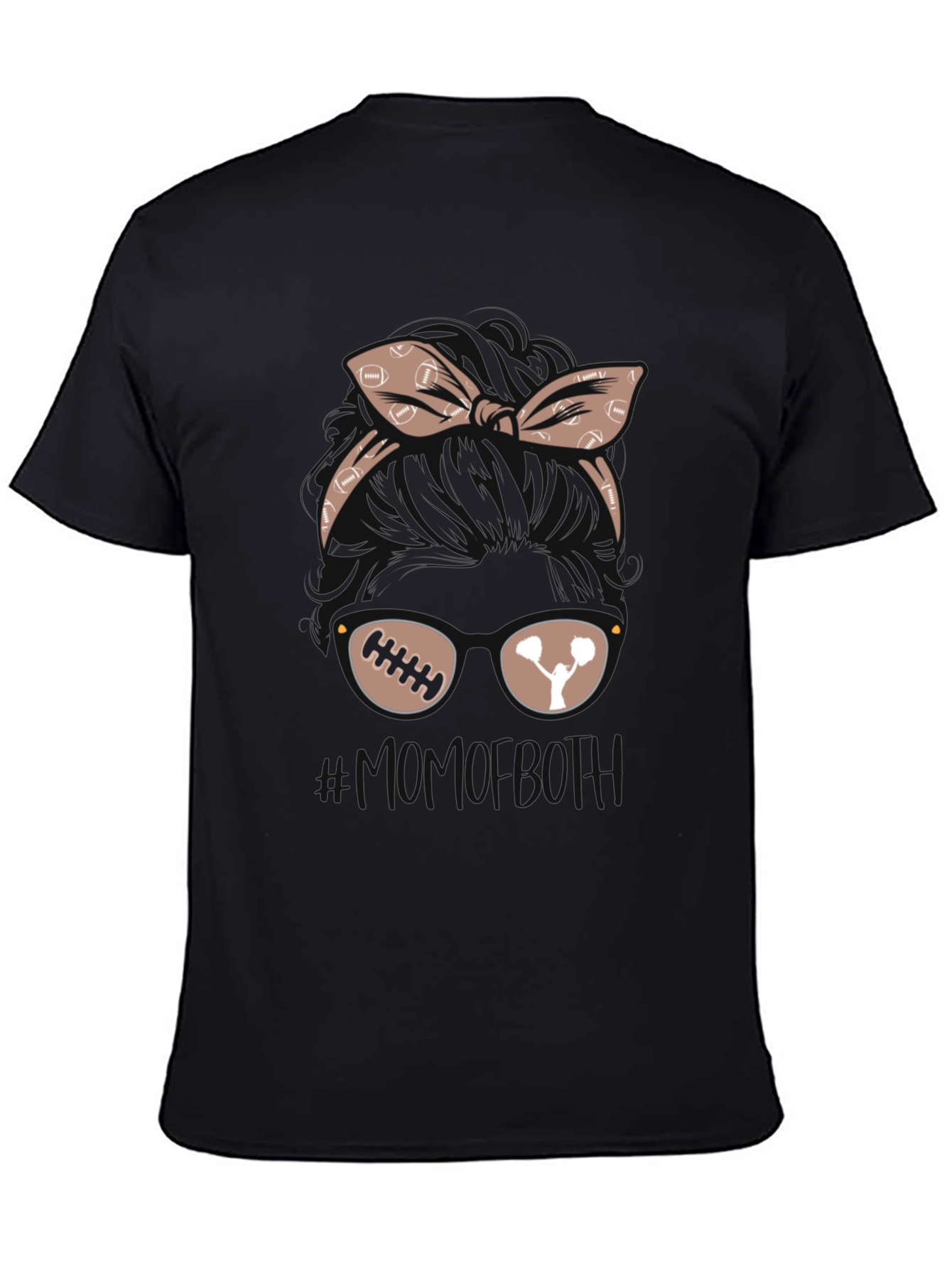 Black Football & Cheer Mom Graphic Tee view 4