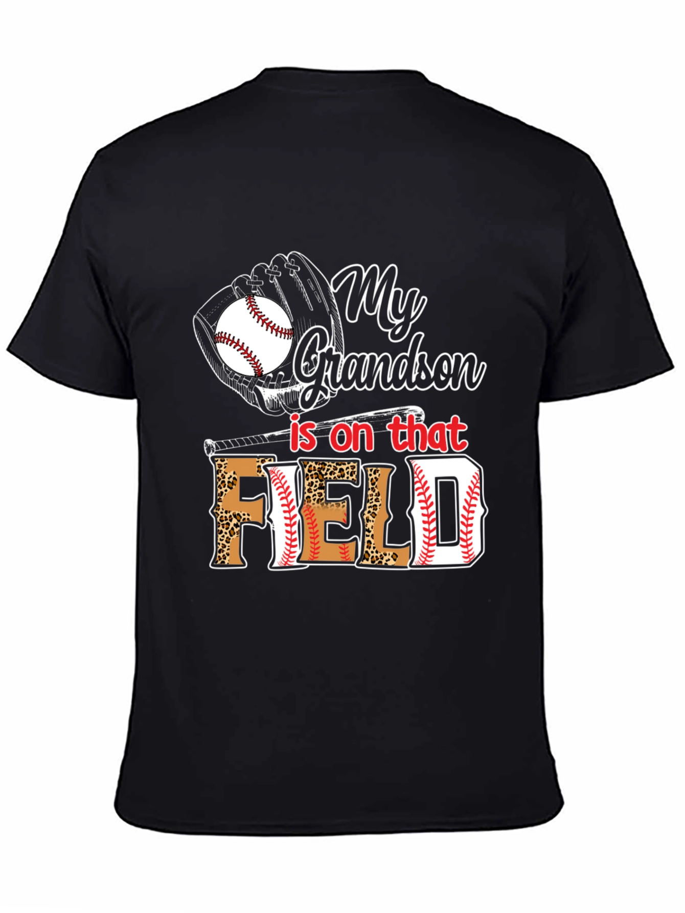 Black My Grandson Is On That Field Baseball T-Shirt view 4