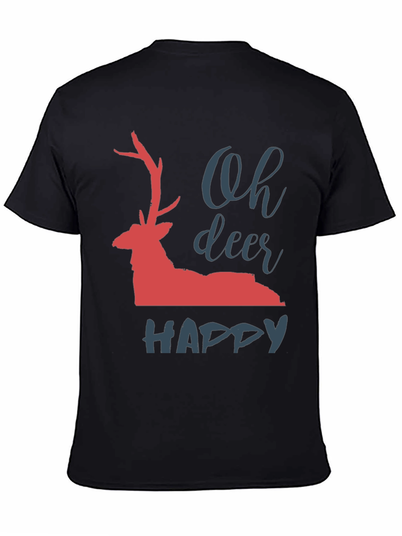 Black Oh Deer Happy T-Shirt view 4