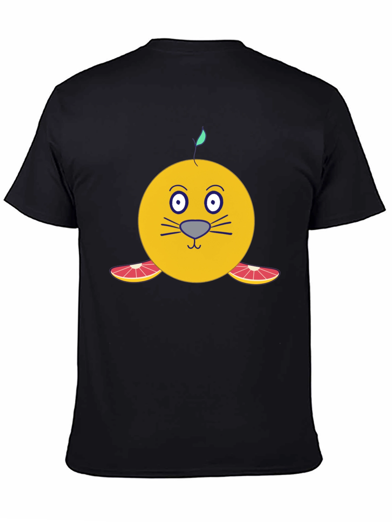 Black Citrus Seal Graphic T-Shirt - Unique Cartoon Design view 4