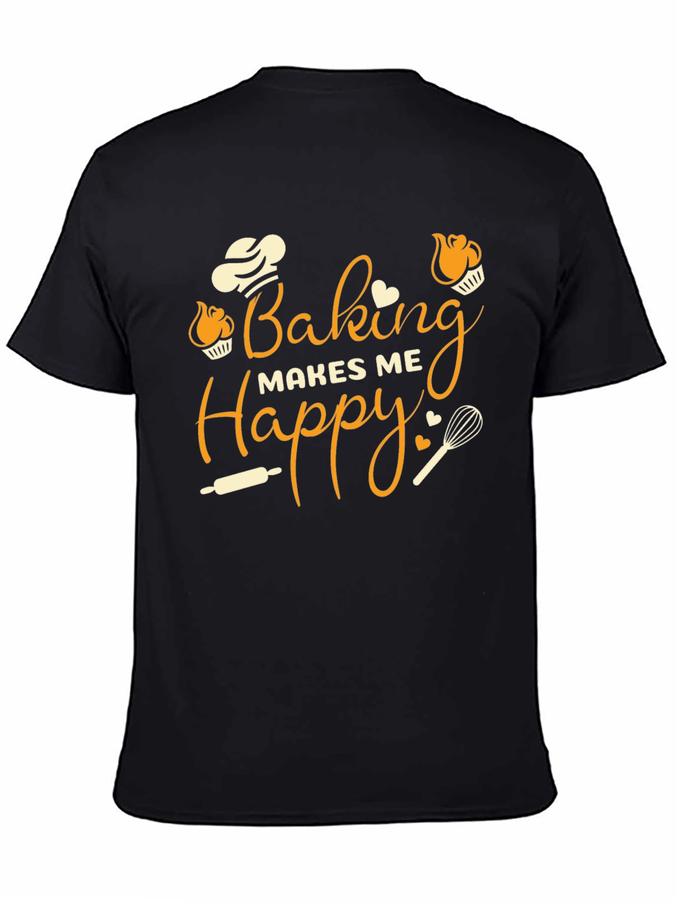 Black Baking Makes Me Happy Graphic T-Shirt view 4