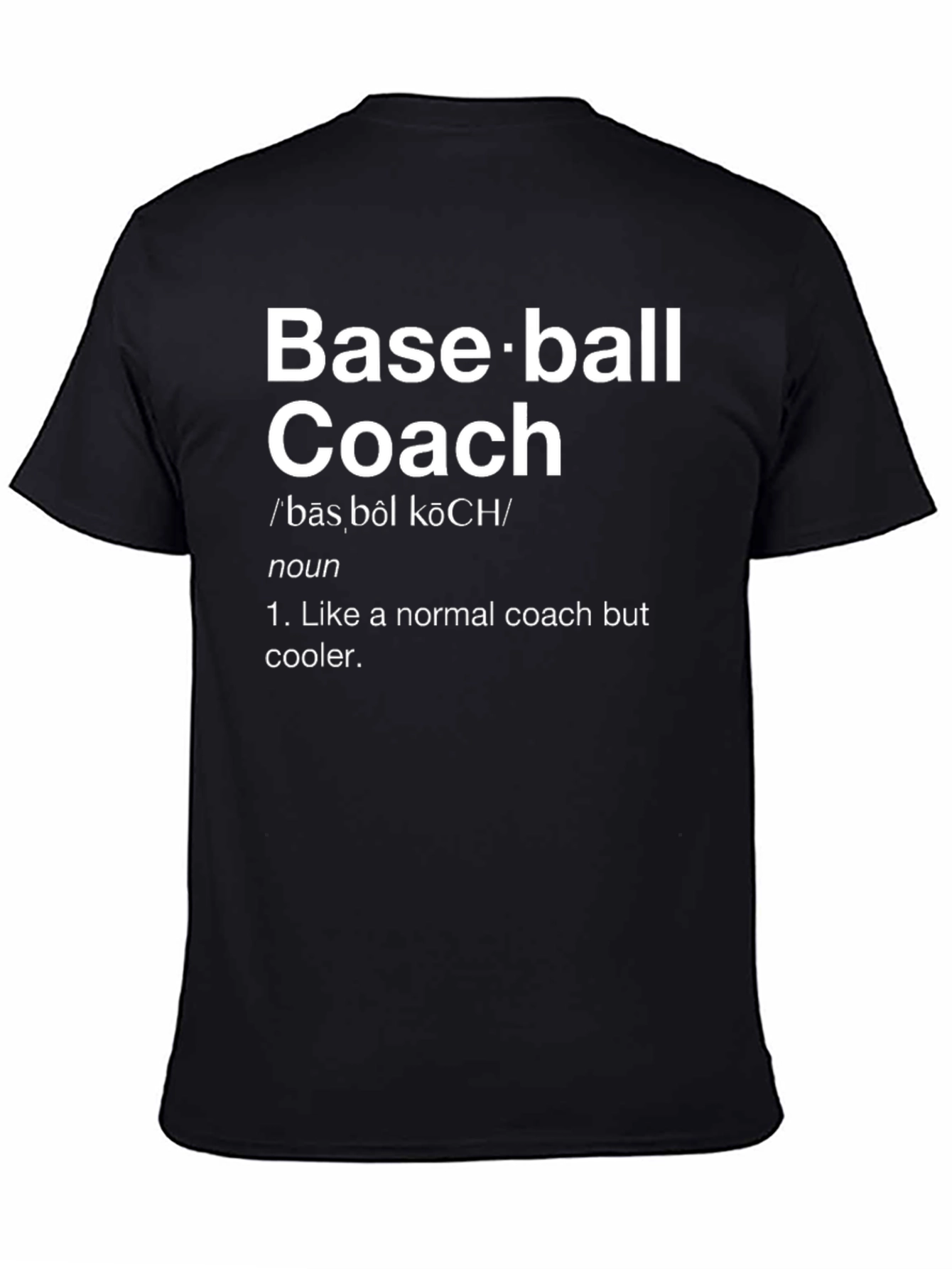 Black Baseball Coach Definition Graphic T-Shirt view 4