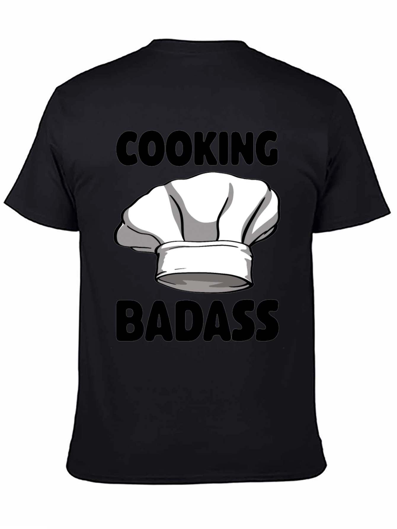 Black Cooking Badass Graphic Tee - Chef's Hat Humor view 4