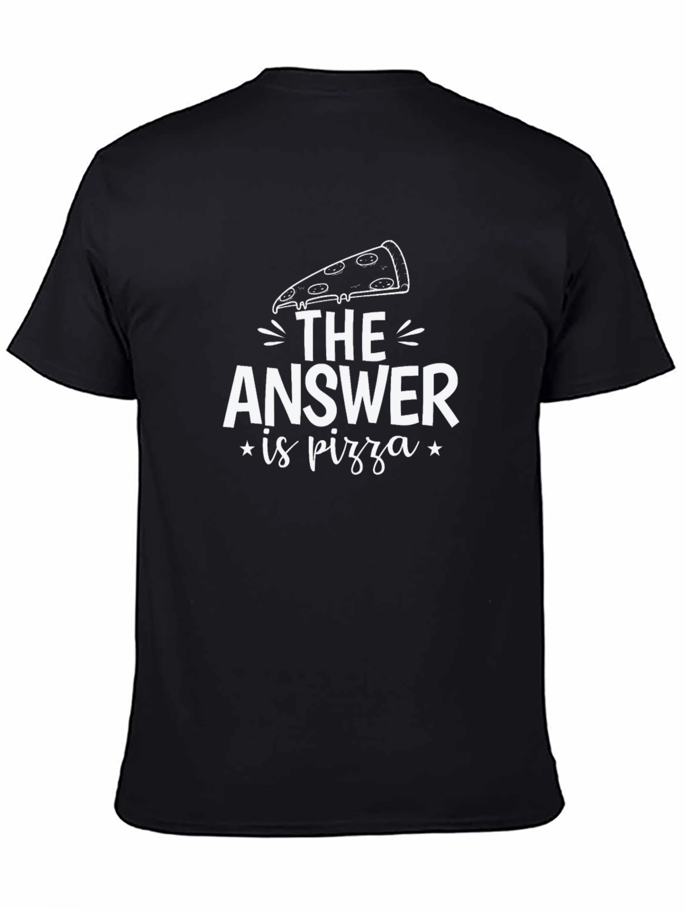 Black Pizza Answer Graphic Tee - Funny Unisex T-Shirt view 4