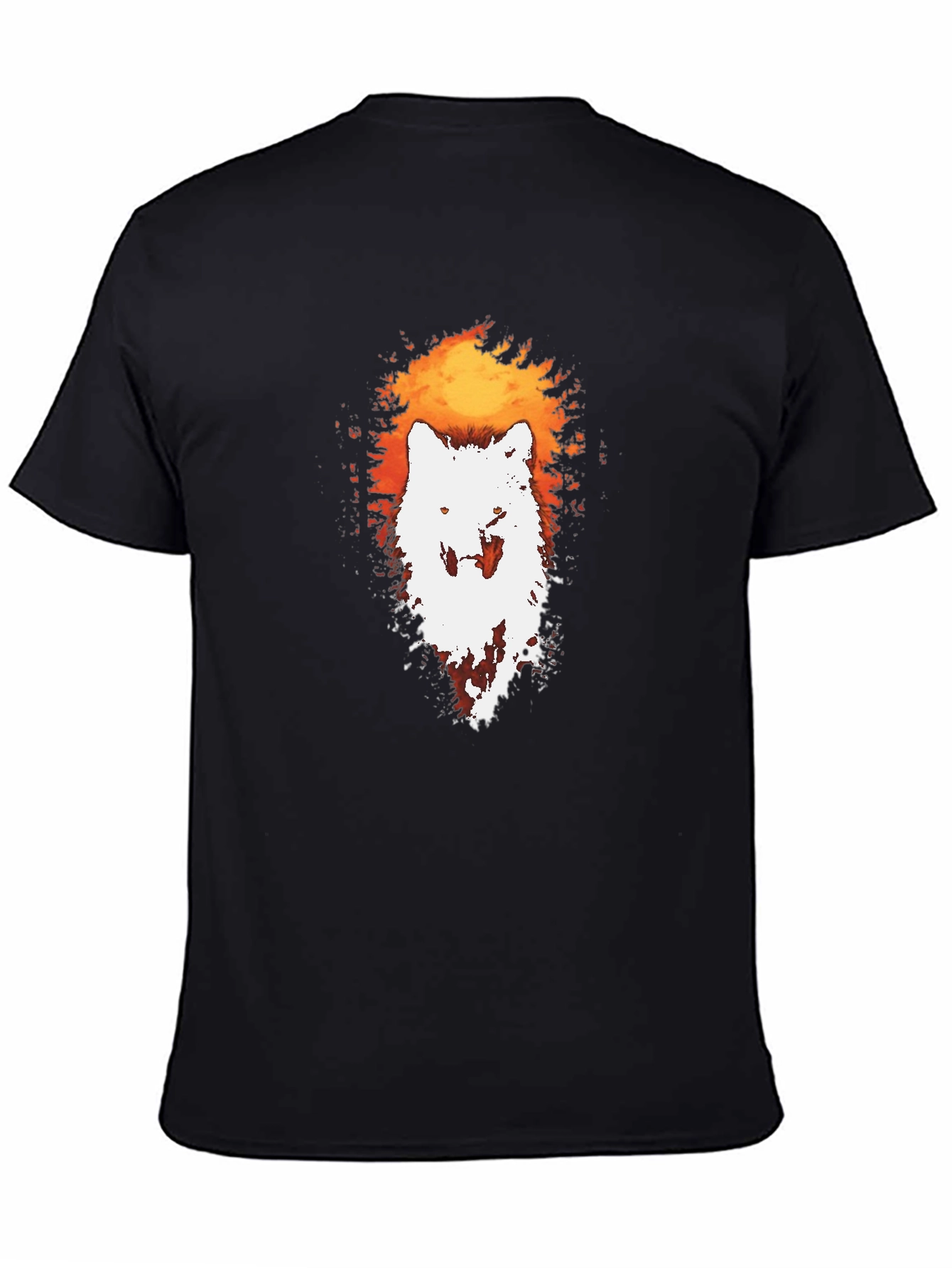 Black Wolf Silhouette Graphic Tee - Black Cotton T-Shirt view 4