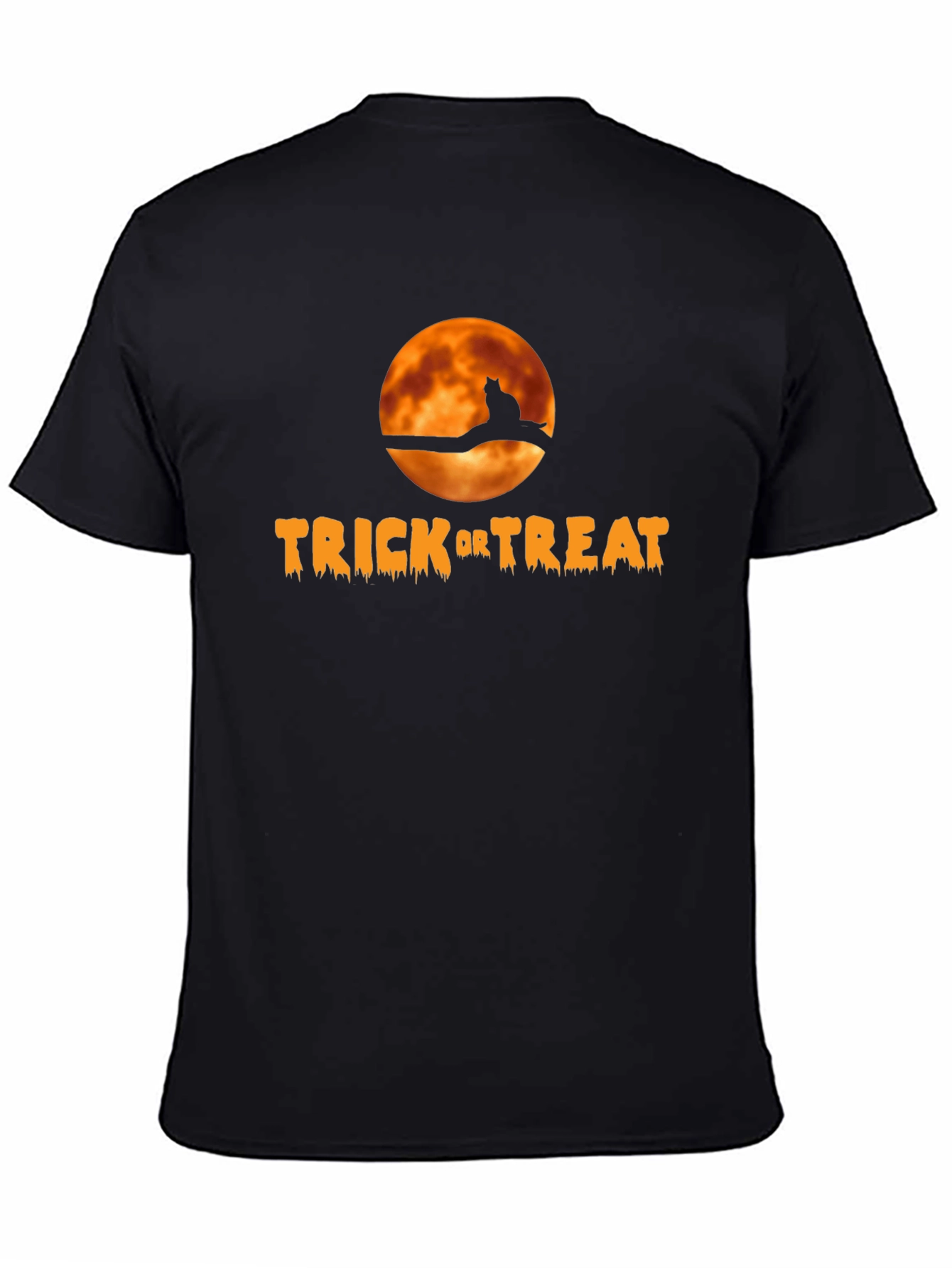 Black Halloween Trick or Treat Cat T-Shirt view 4