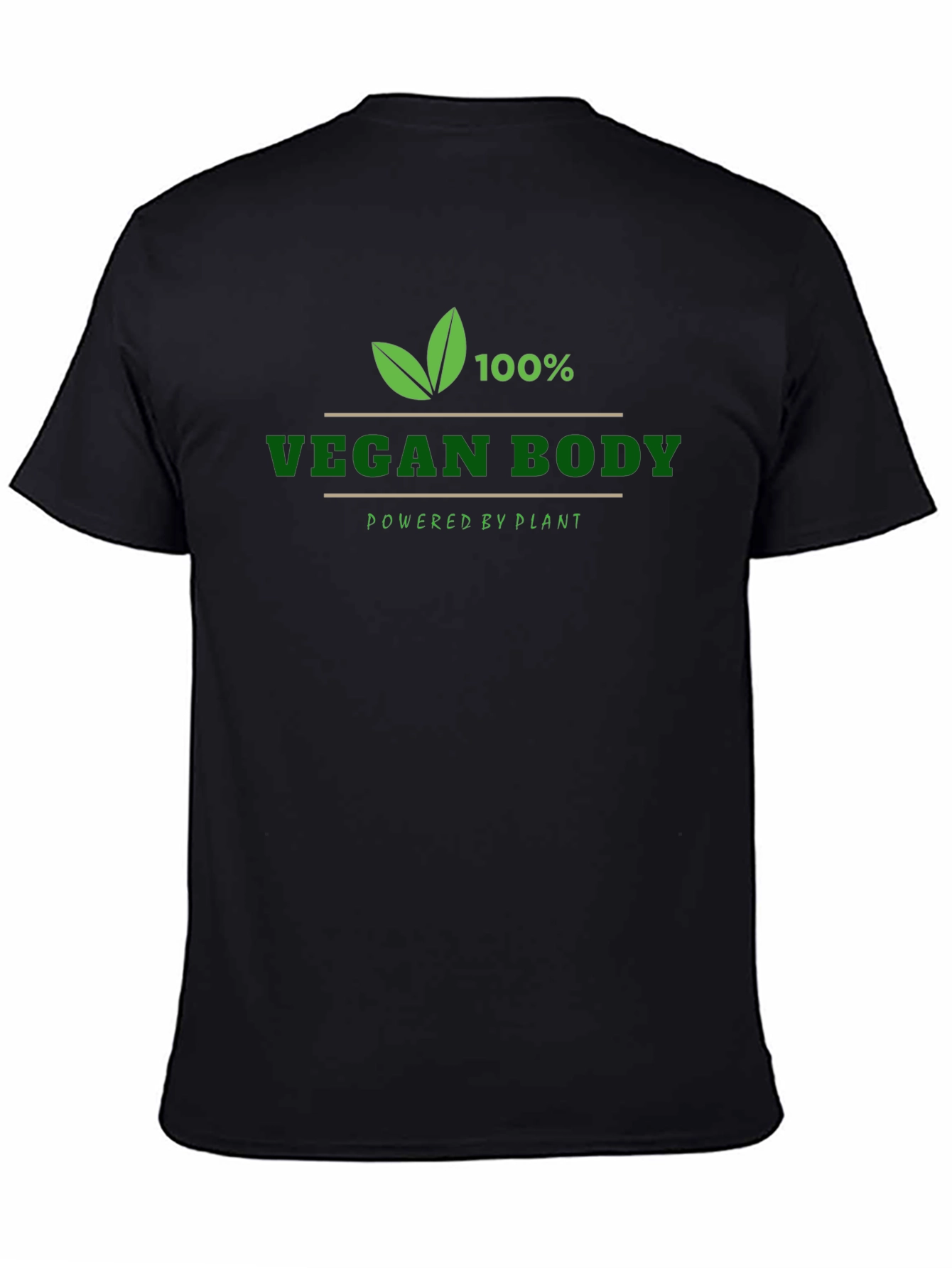 Black Vegan Body T-Shirt - Powered by Plants - Black view 4
