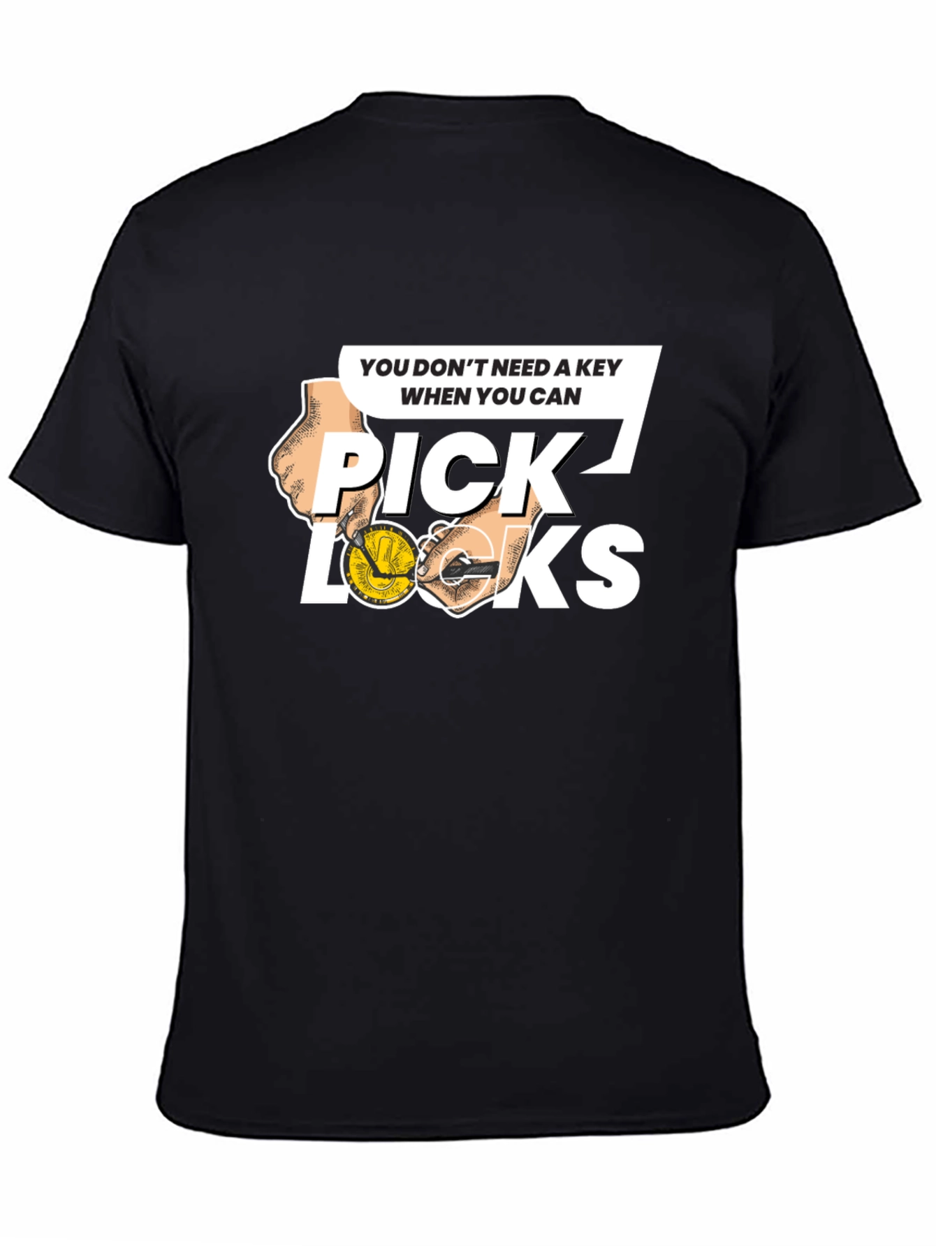 Black Pick Locks Graphic Tee - Locksmith Humor T-Shirt view 4
