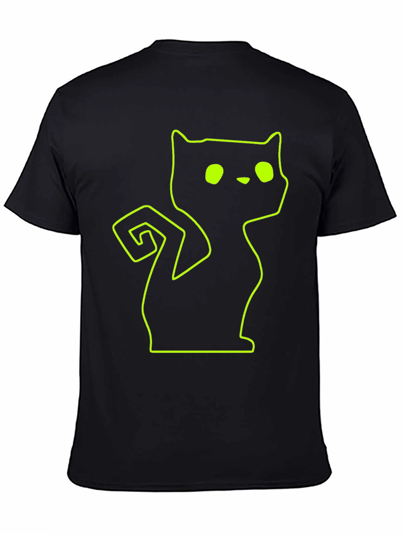 Black Neon Cat Outline Black T-Shirt view 4