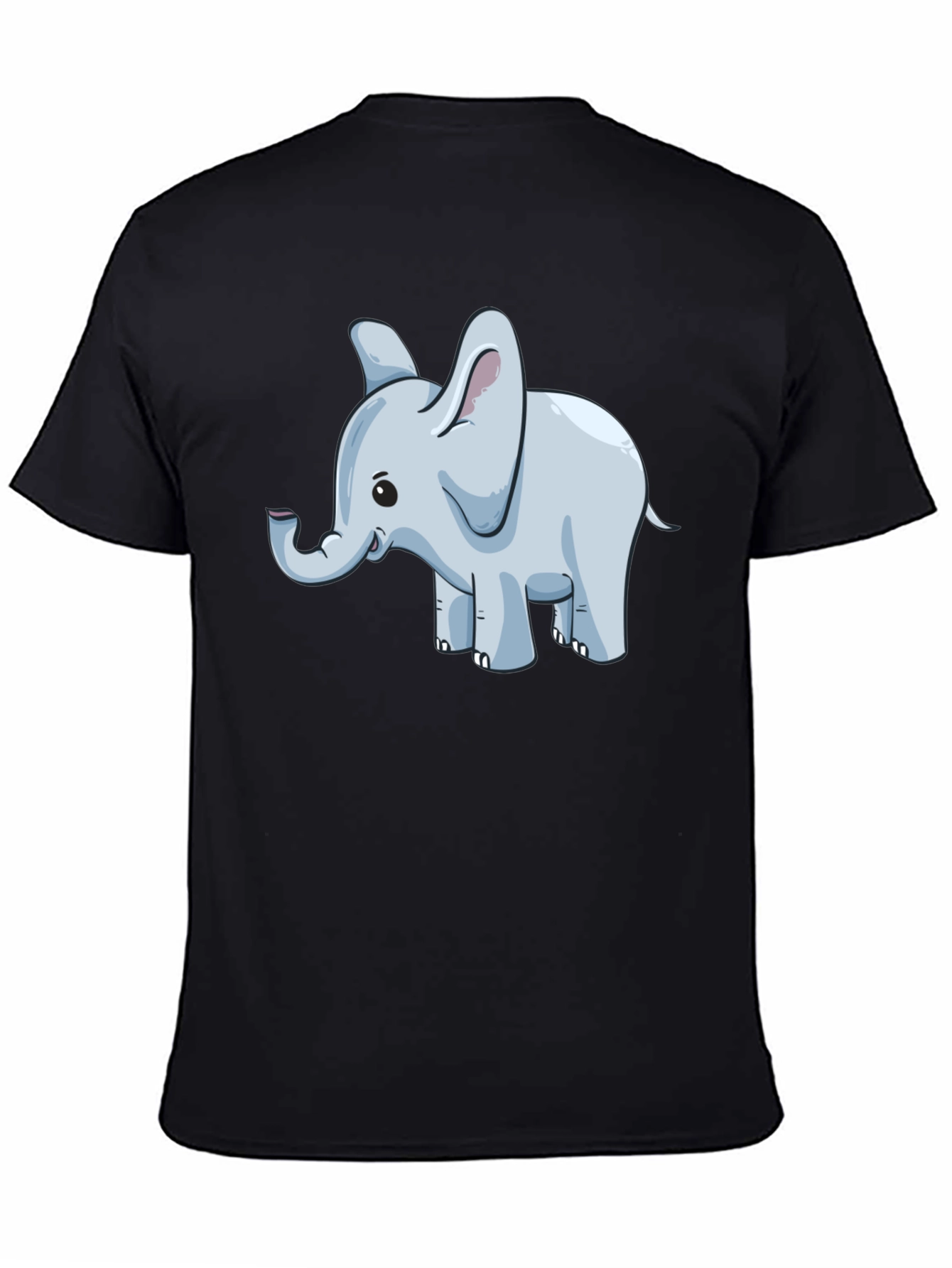 Black Cute Elephant Graphic Tee - Black Cotton Blend view 4