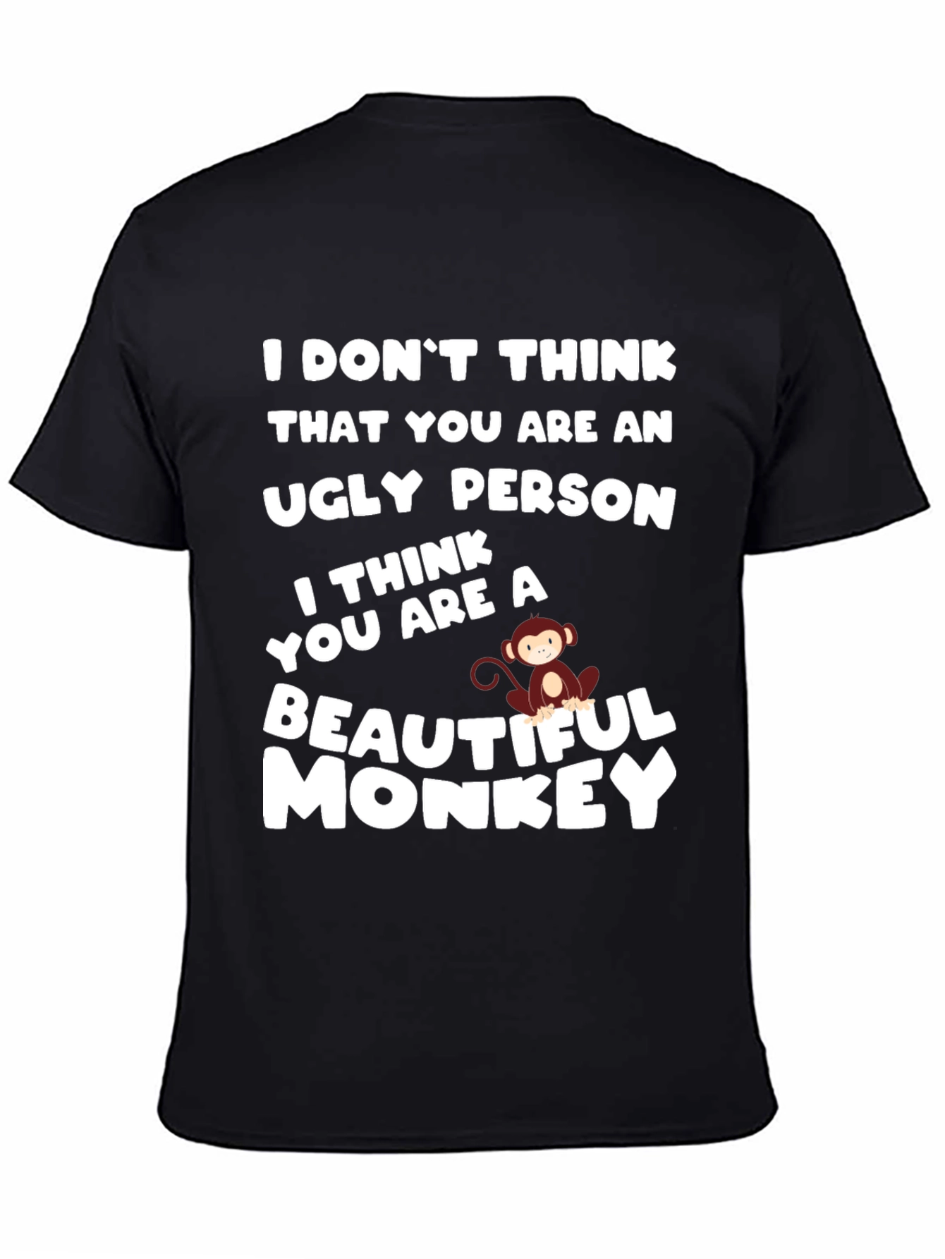 Black Funny Monkey T-Shirt - Beautiful Monkey Design view 4