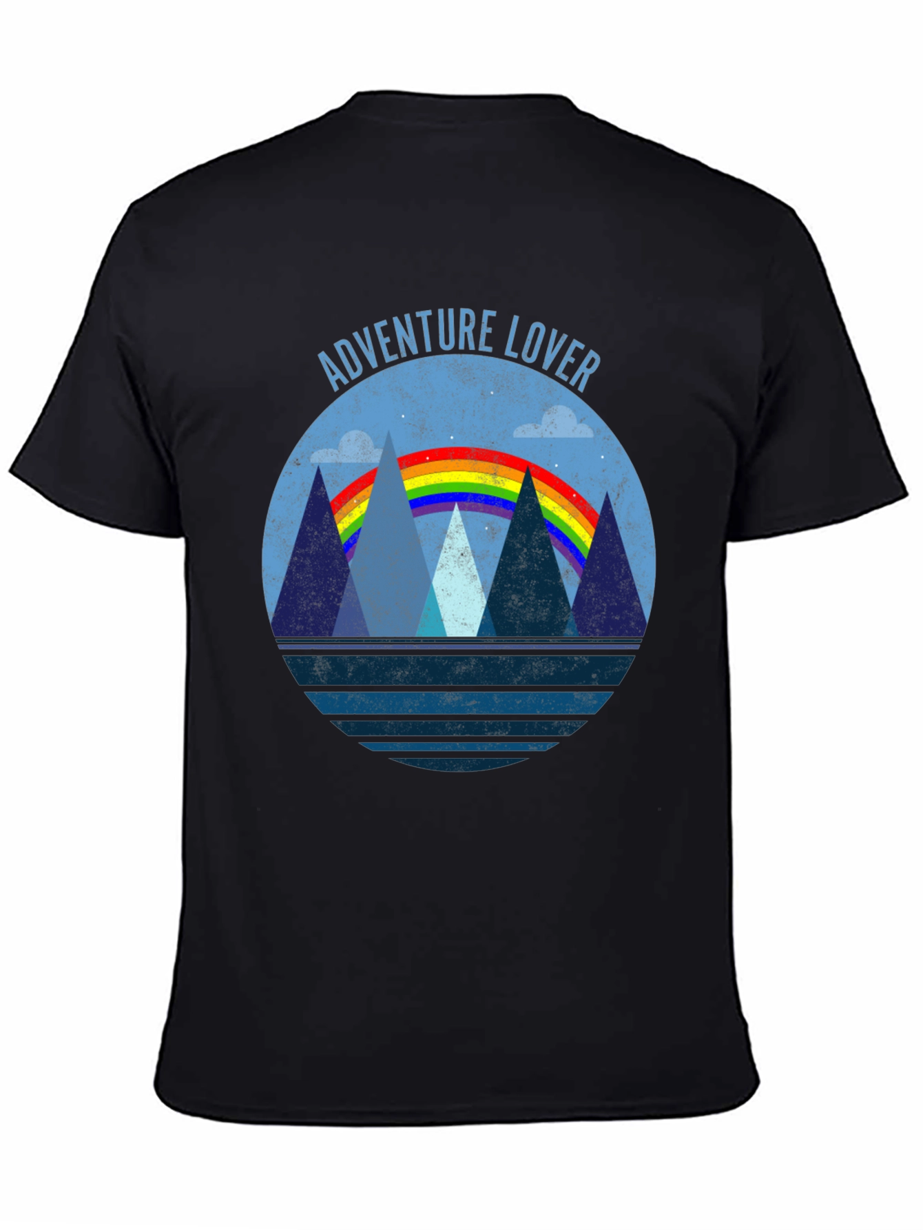 Black Adventure Lover Graphic Tee | Mountain Rainbow Design view 4
