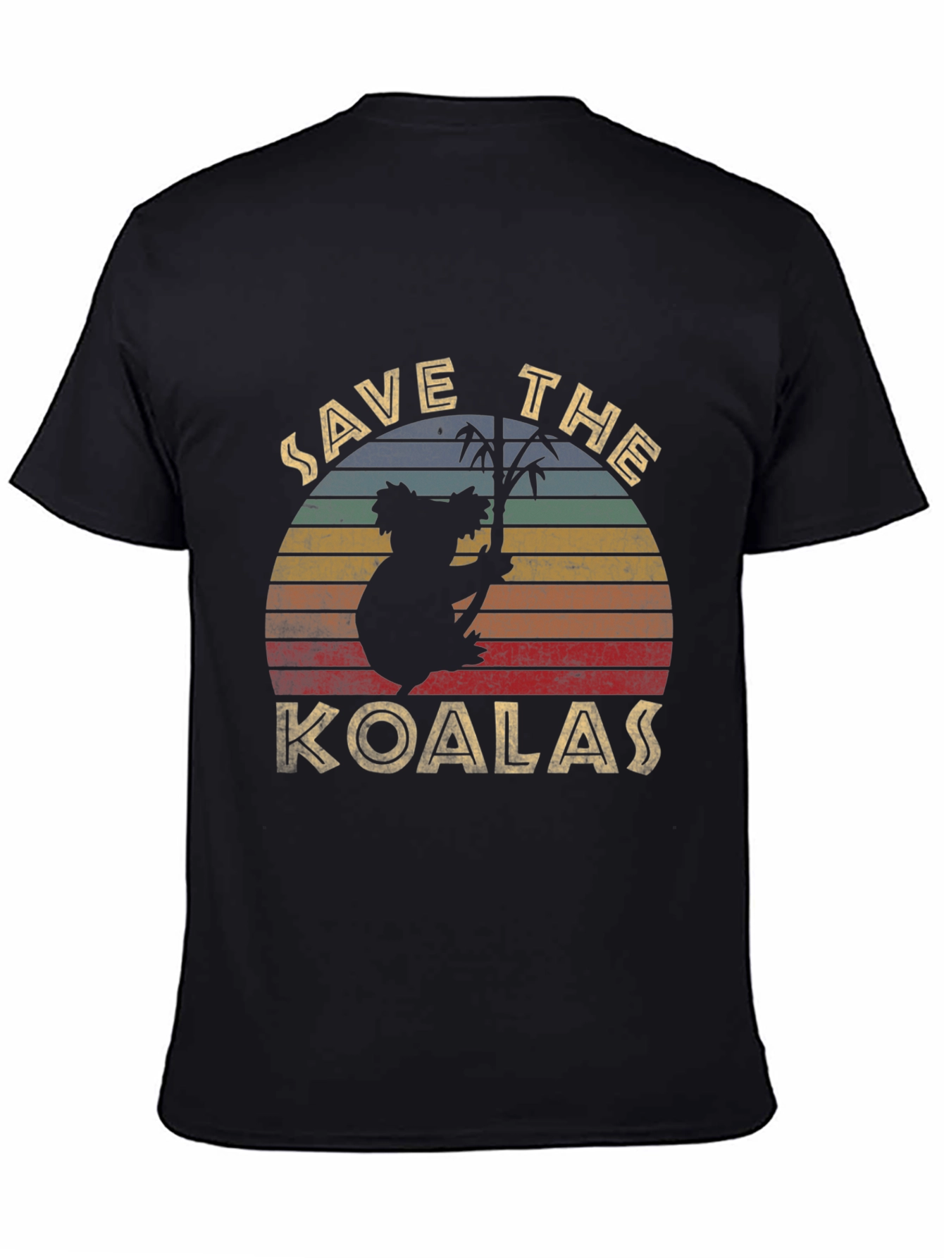 Black Save the Koalas Retro Style Graphic T-Shirt view 4
