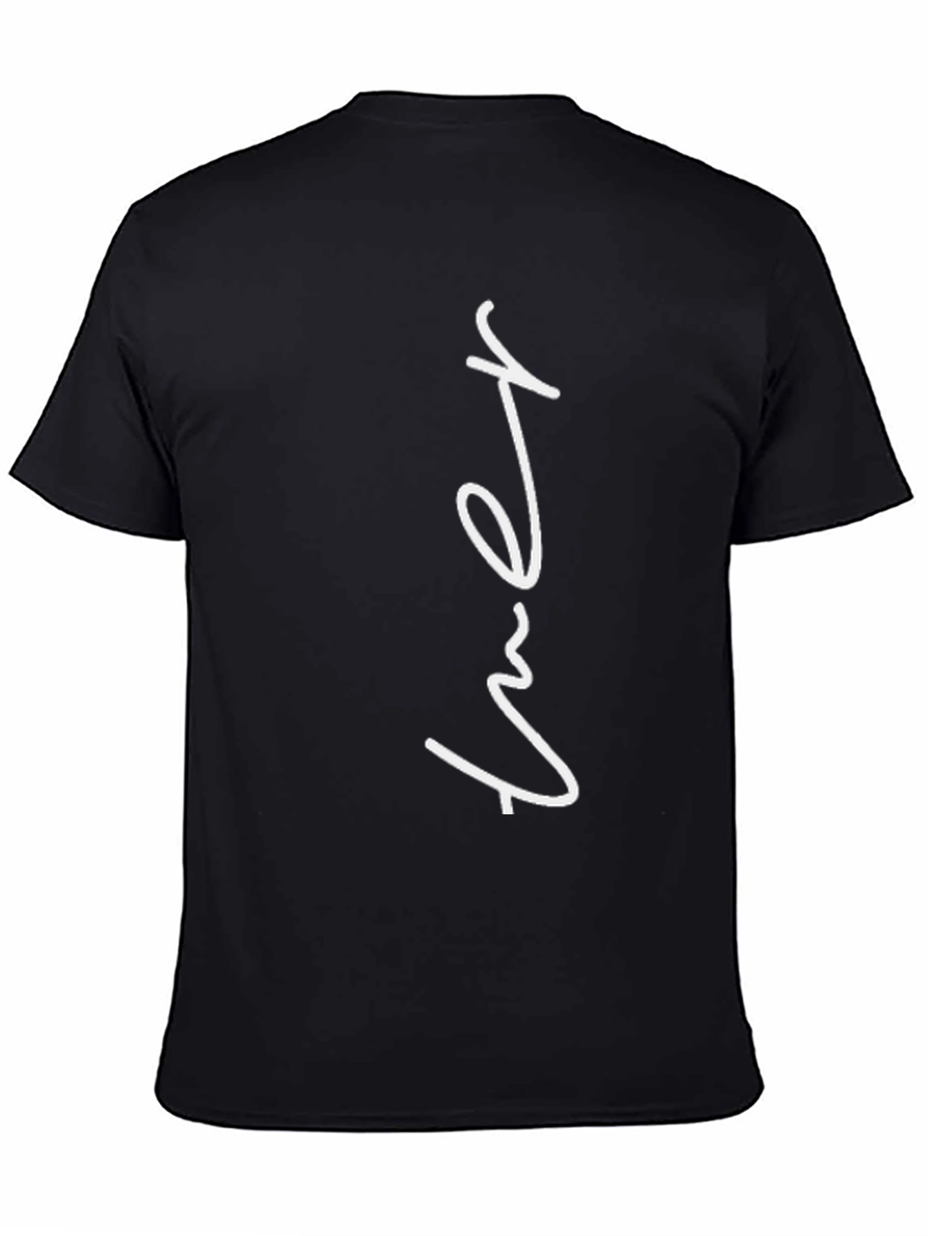 Black Men's Black T-Shirt with White 'Tuer' Graphic view 4