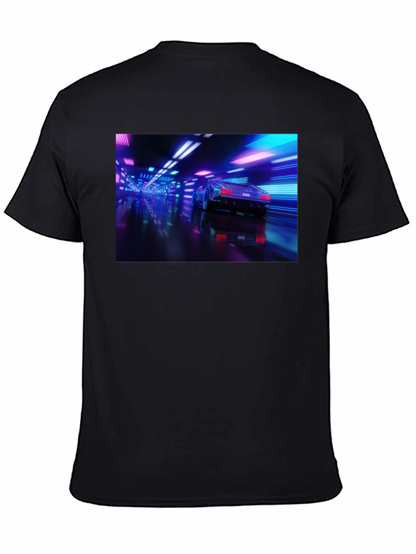Black Neon Car T-Shirt - Futuristic Style view 4