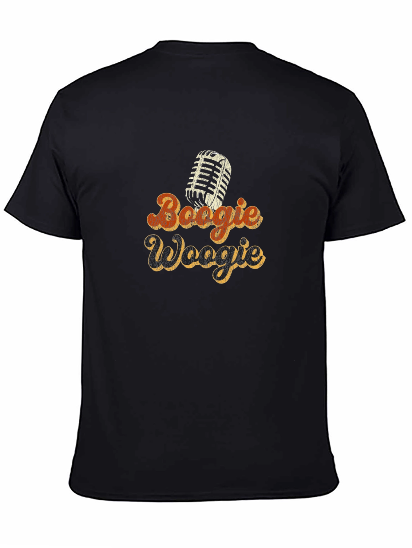 Black Retro Boogie Woogie Microphone Graphic T-Shirt view 4