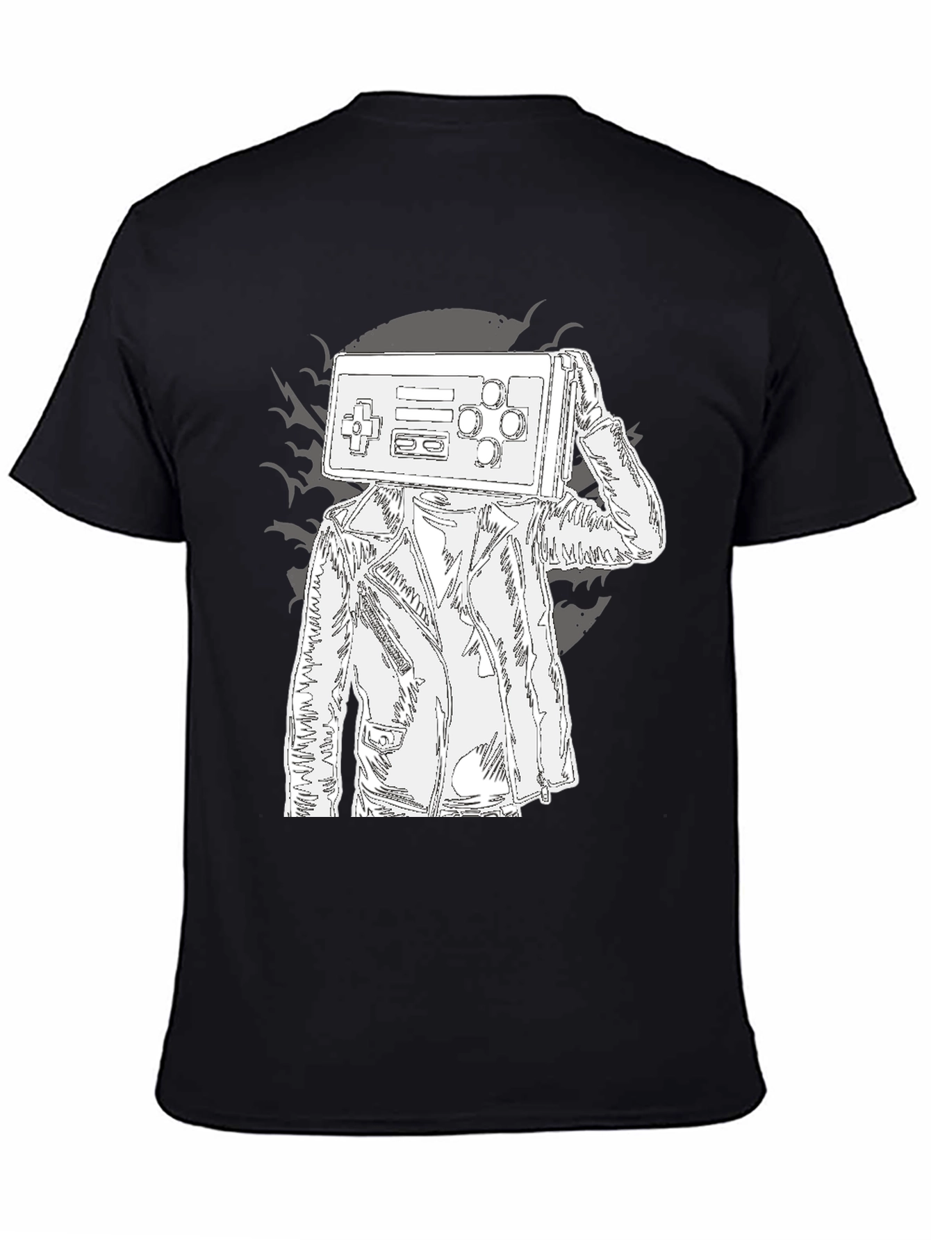 Black Retro Game Controller Head Graphic Tee view 4