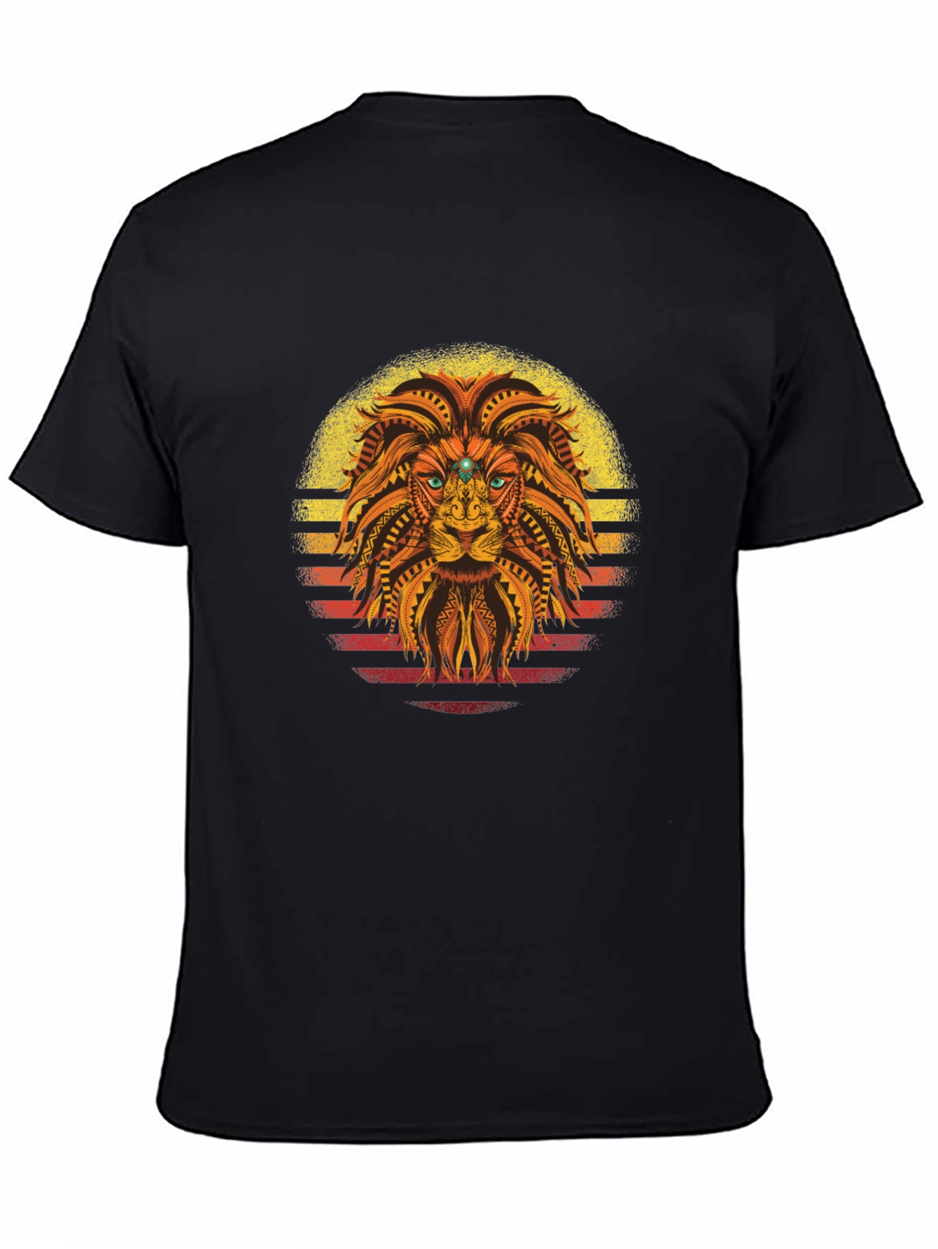 Black Tribal Lion Graphic Tee - Sunset Style view 4