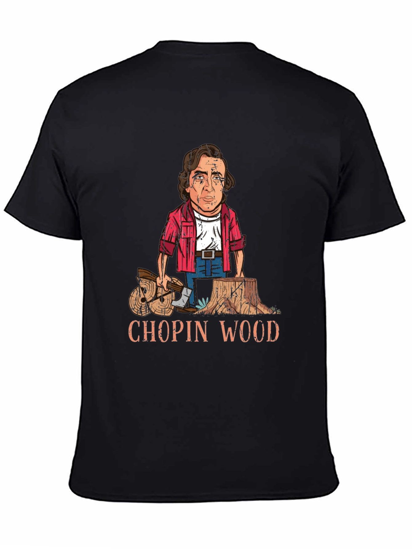 Black Chopin Wood Funny Graphic Tee view 4