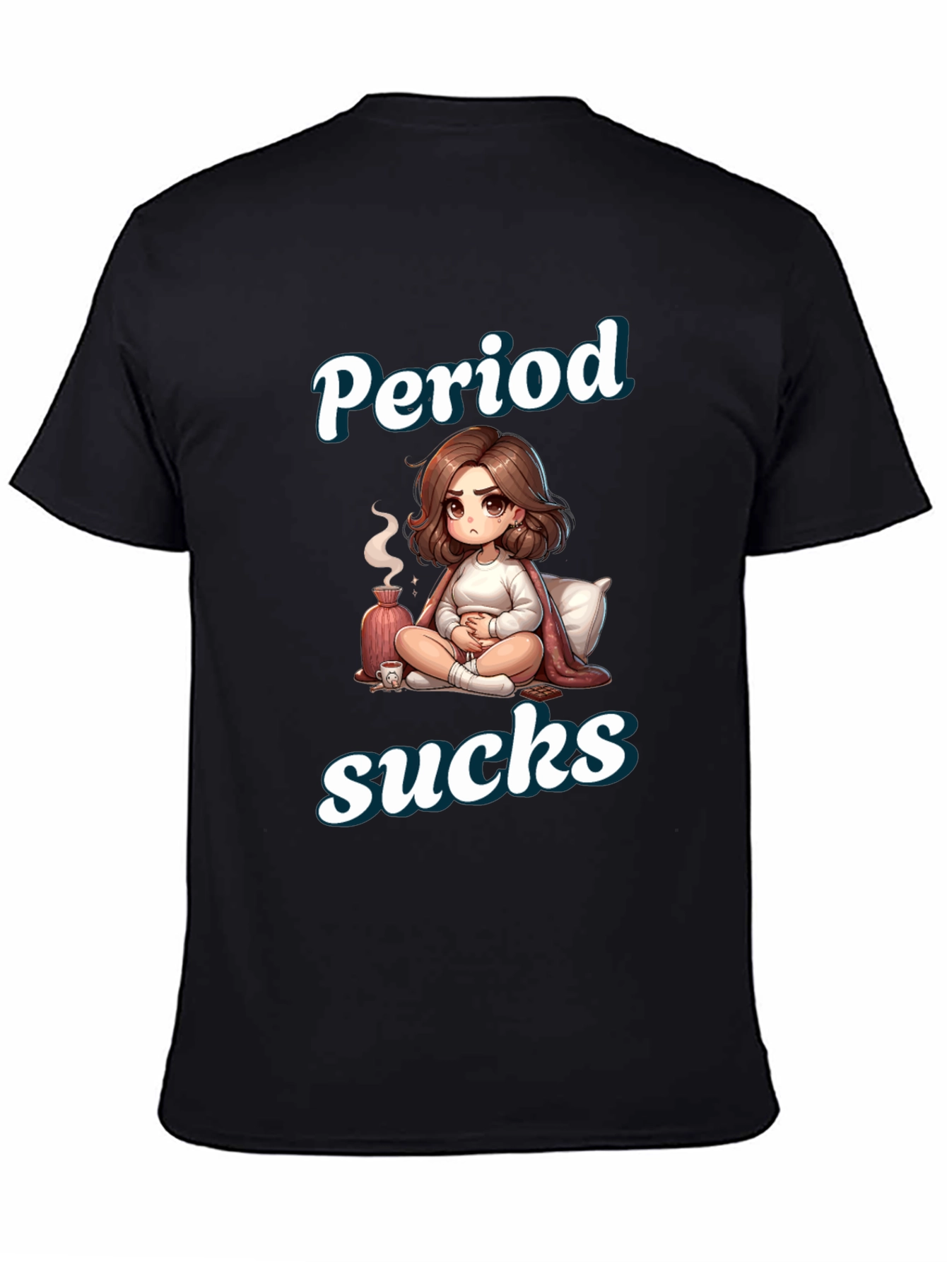 Black Period Sucks Cartoon T-Shirt - Comfortable & Funny view 4