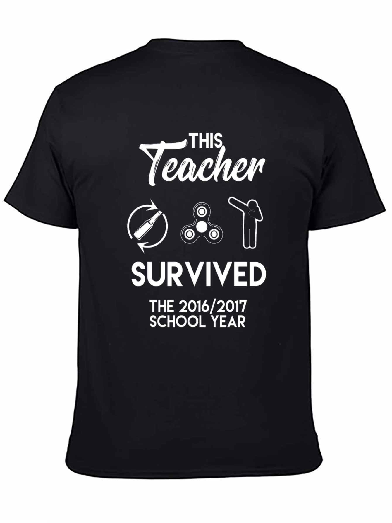 Black Teacher Survived 2016/2017 School Year Black T-Shirt view 4