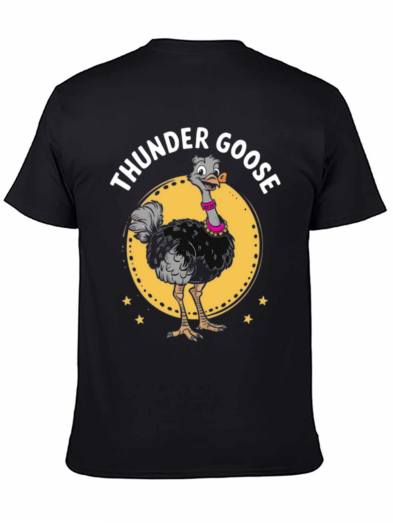 Black Thunder Goose Graphic Tee - Novelty Cartoon Ostrich T-Shirt view 4