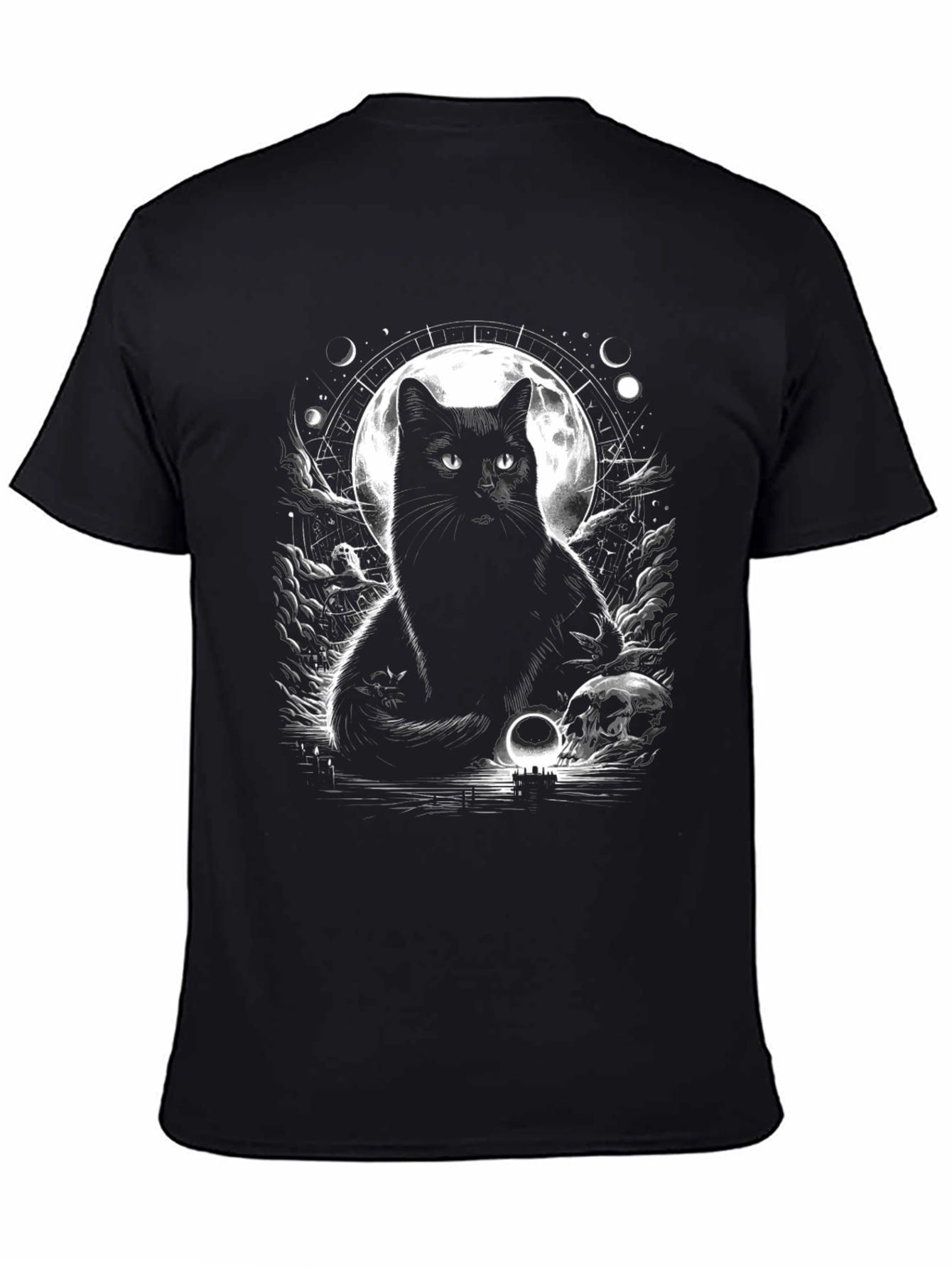 Mystic Cat Graphic Tee - Lunar Black Cat Shirt - 4
